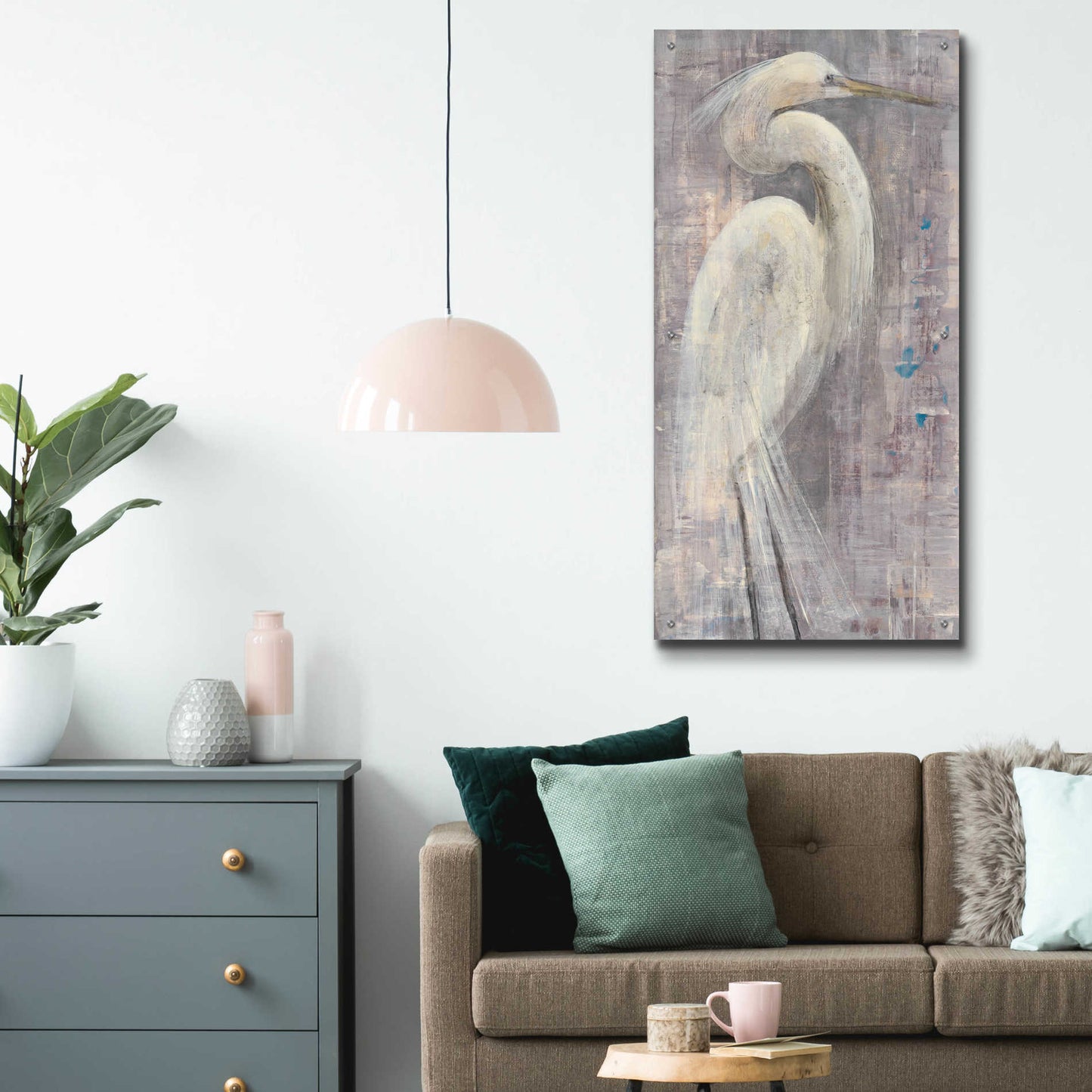 Epic Art 'Coastal Egret I Legs II' by Albena Hristova, Acrylic Glass Wall Art,24x48