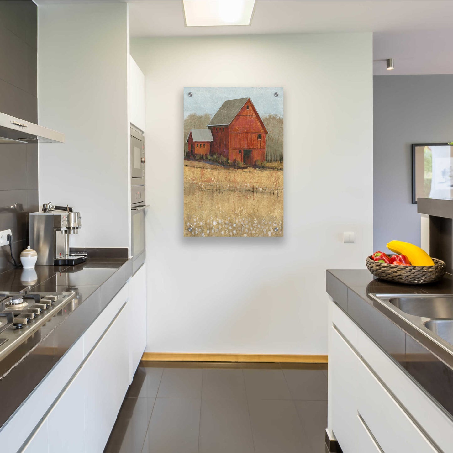 Epic Art 'Red Barn View II' by Tim O'Toole, Acrylic Glass Wall Art,24x36