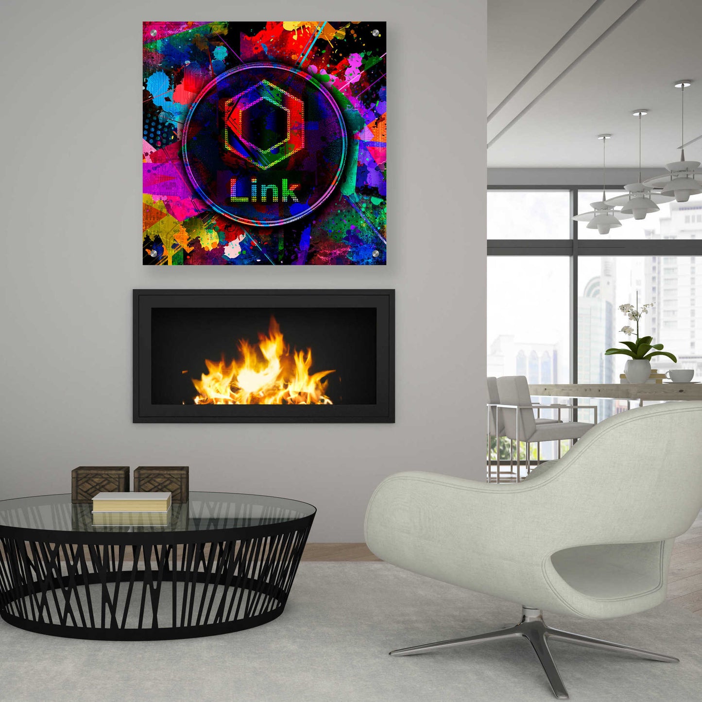 Epic Art 'Link Crypto Coin Color' Acrylic Glass Wall Art,36x36