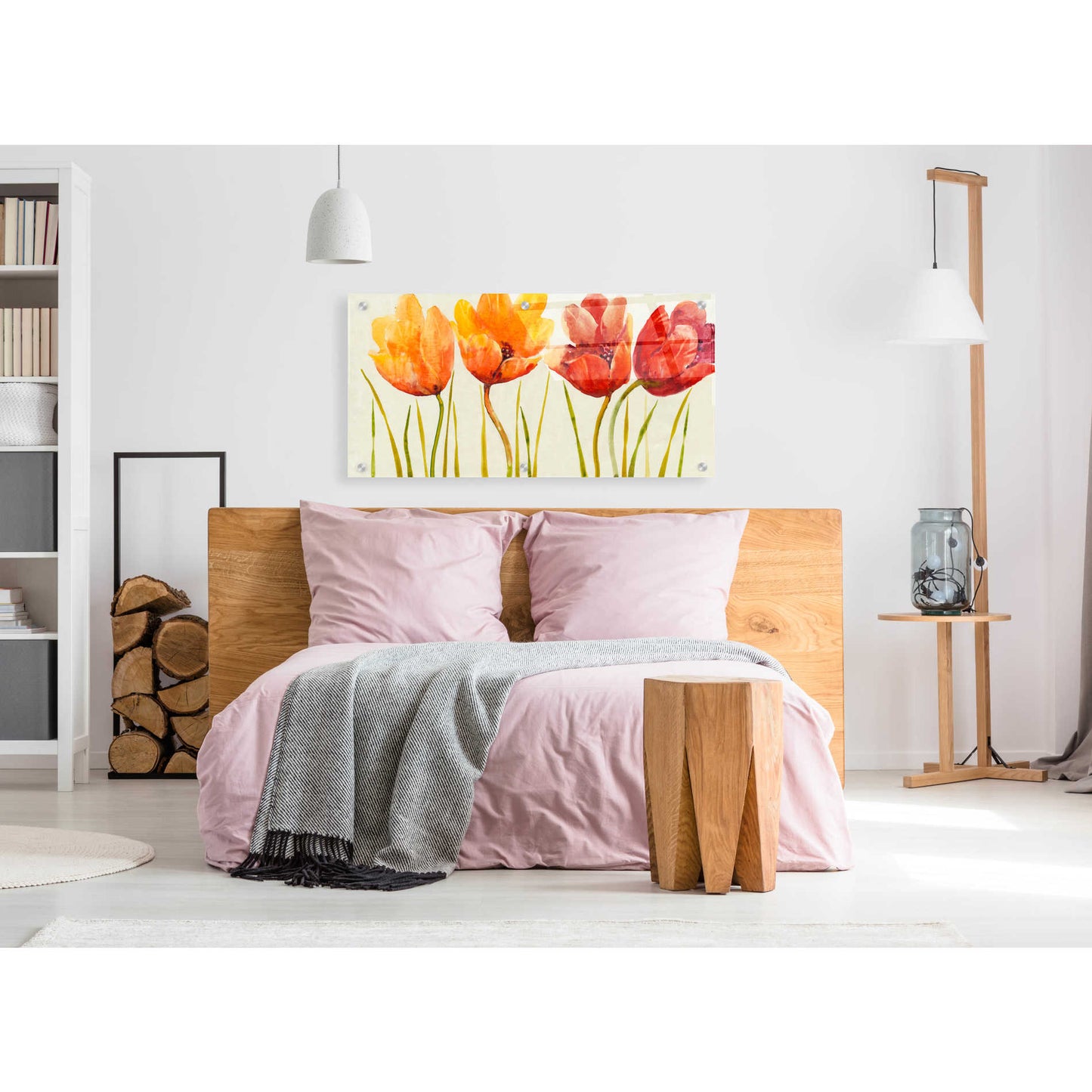 Epic Art 'Row of Tulips I' by Tim O'Toole, Acrylic Glass Wall Art,48x24