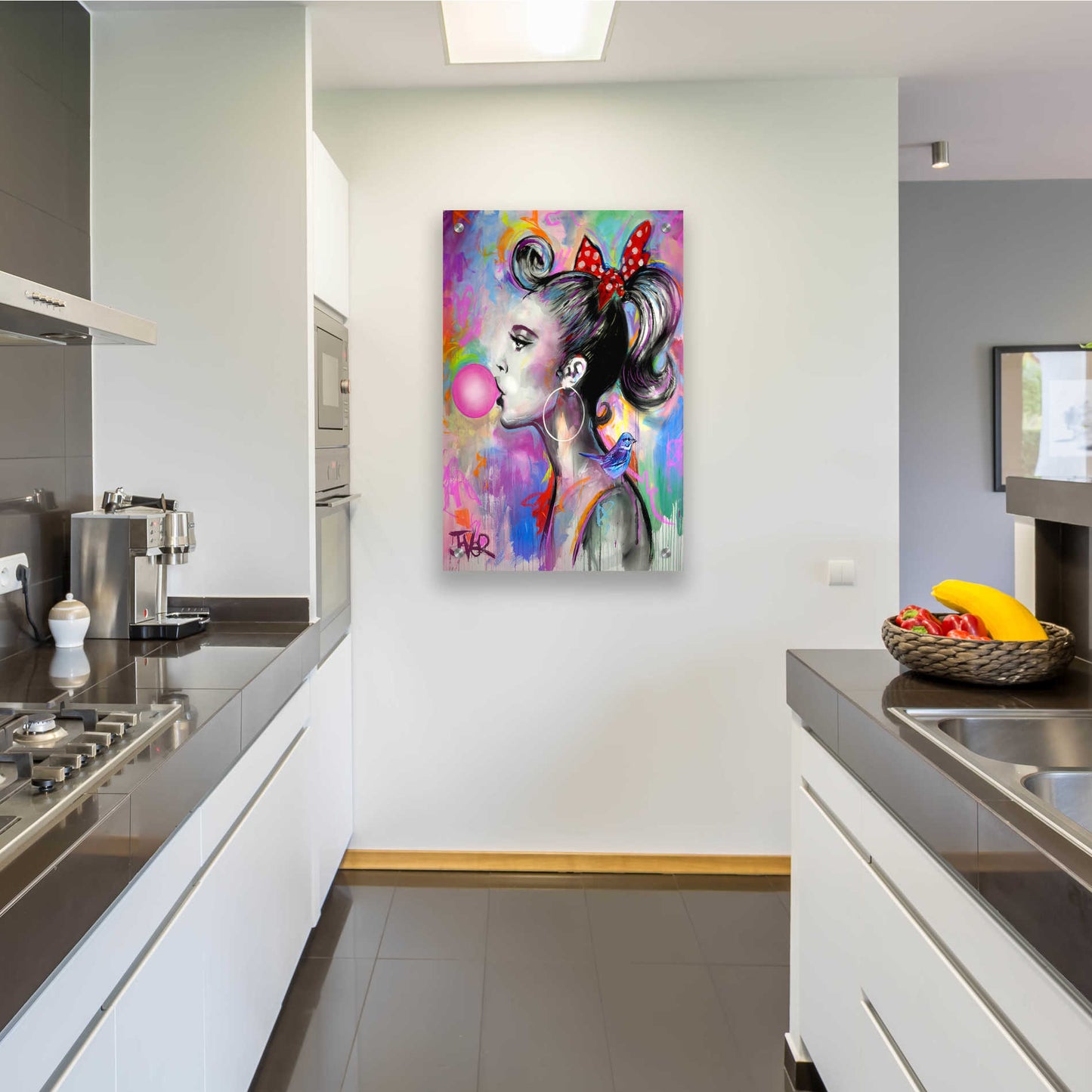 Epic Art 'Bubble Girl' by Loui Jover, Acrylic Glass Wall Art,24x36