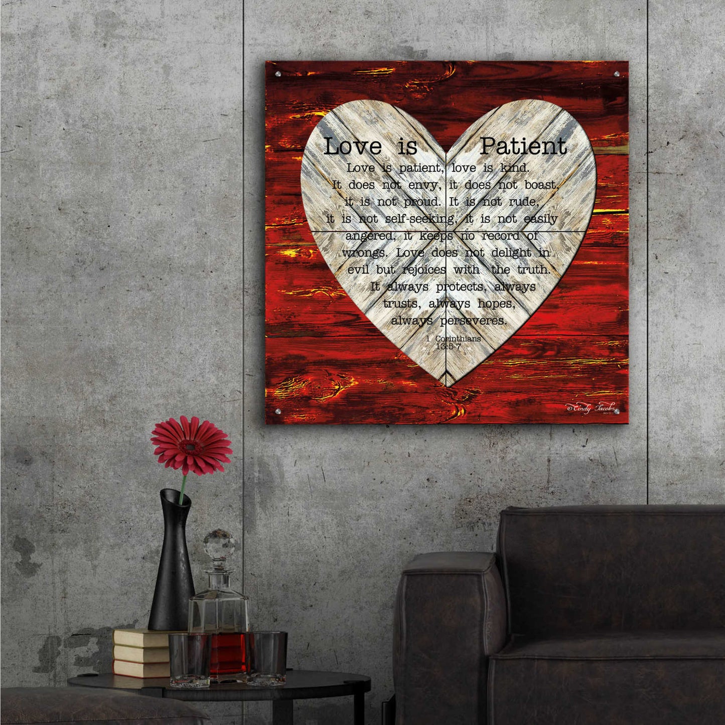 Epic Art 'Love is Patient' by Cindy Jacobs, Acrylic Glass Wall Art,36x36