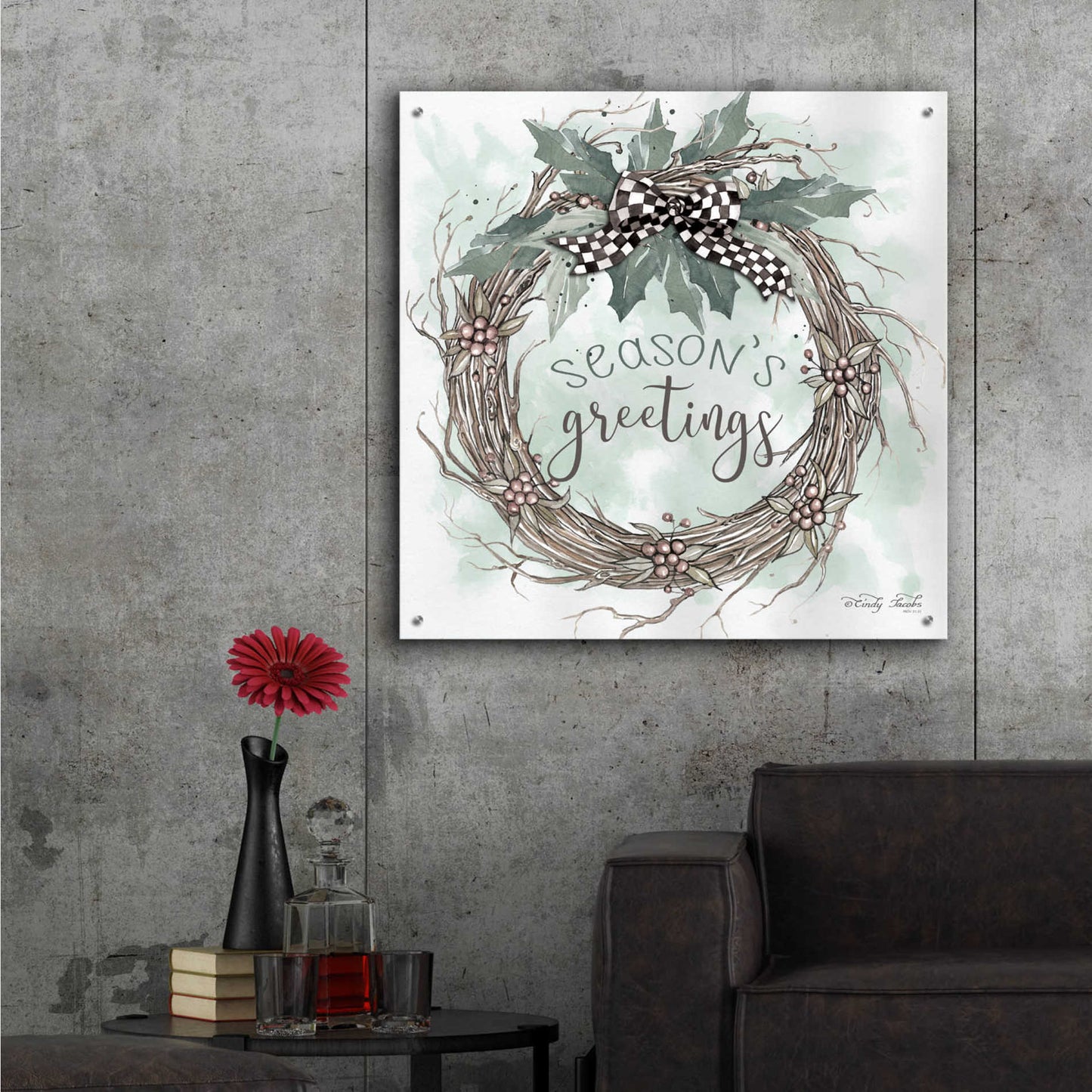 Epic Art 'Season's Greetings' by Cindy Jacobs, Acrylic Glass Wall Art,36x36