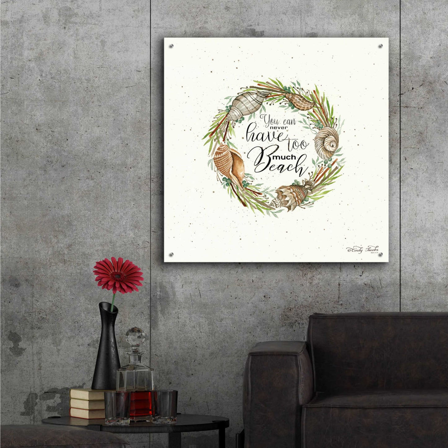 Epic Art 'Never Too Much Beach Shell Wreath' by Cindy Jacobs, Acrylic Glass Wall Art,36x36