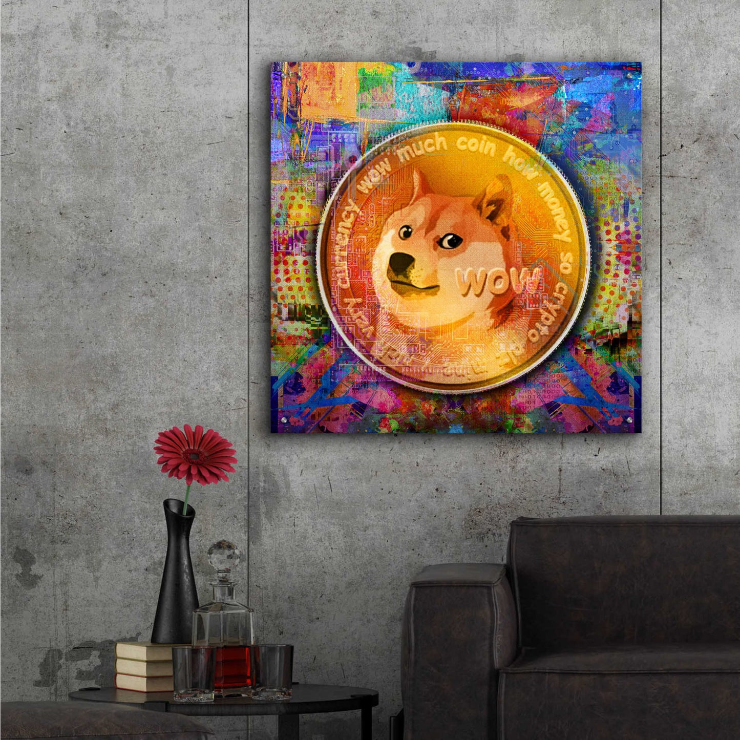 Epic Art 'DOGE Crypto Dogecoin,' Acrylic Glass Wall Art,36x36