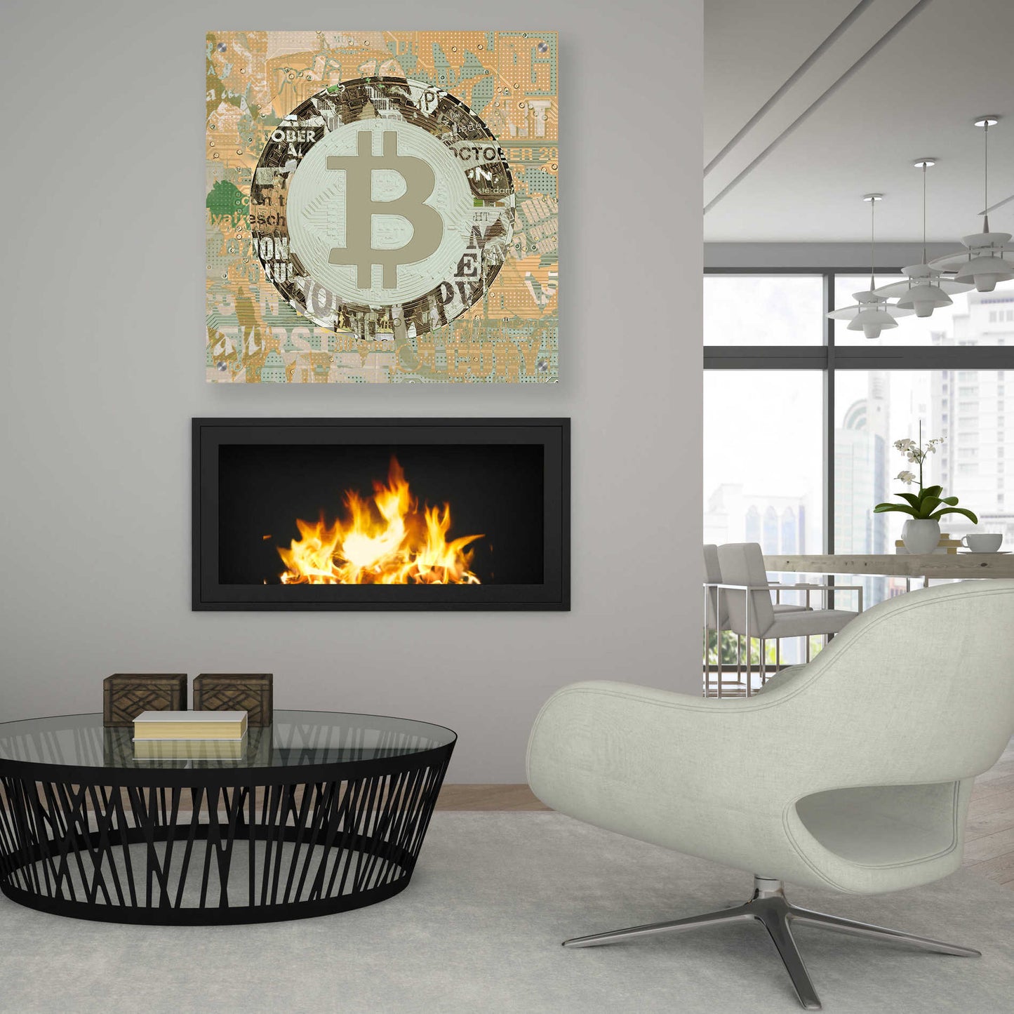 Epic Art 'Bitcoin Cryptocurrency 2-3' by Irena Orlov, Acrylic Glass Wall Art,36x36