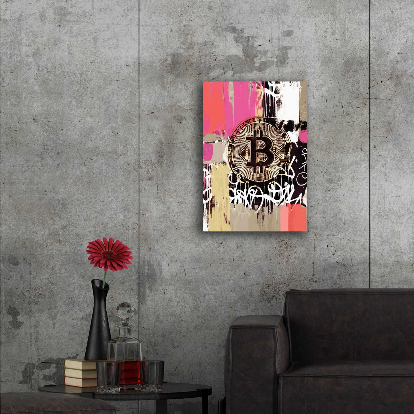 Epic Art 'Cryptocurrency Bitcoin Graffiti 2-8' by Irena Orlov, Acrylic Glass Wall Art,24x36