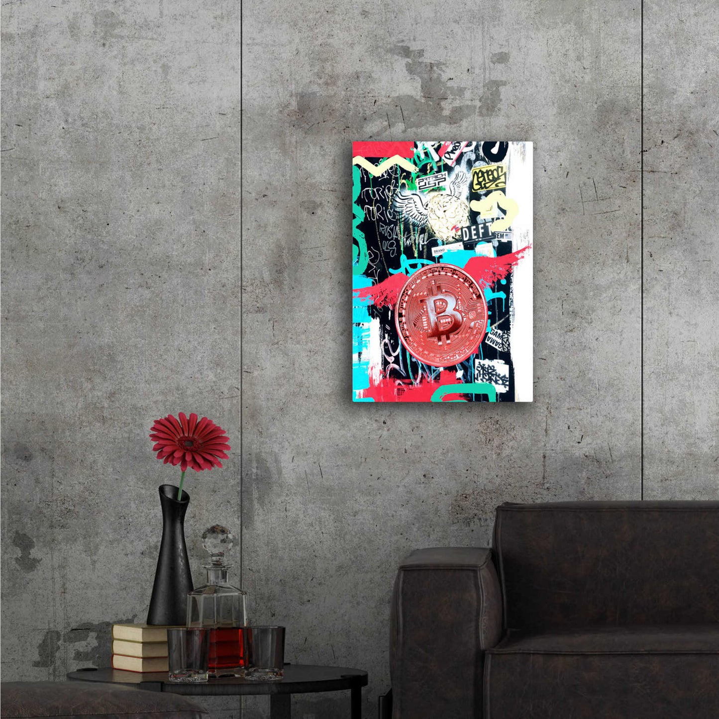 Epic Art 'Bitcoin Street Art 2' by Irena Orlov, Acrylic Glass Wall Art,24x36