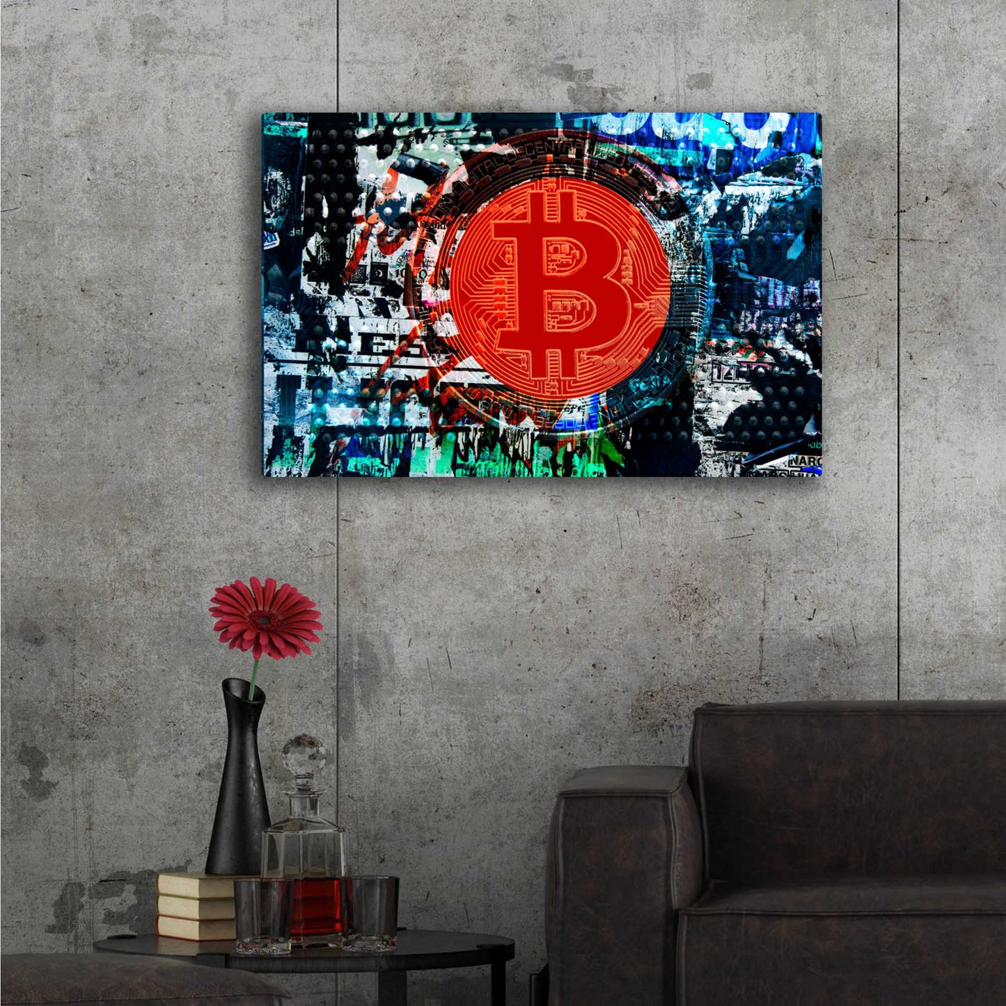 Epic Art 'Bitcoin Graffiti 1' by Irena Orlov, Acrylic Glass Wall Art,36x24
