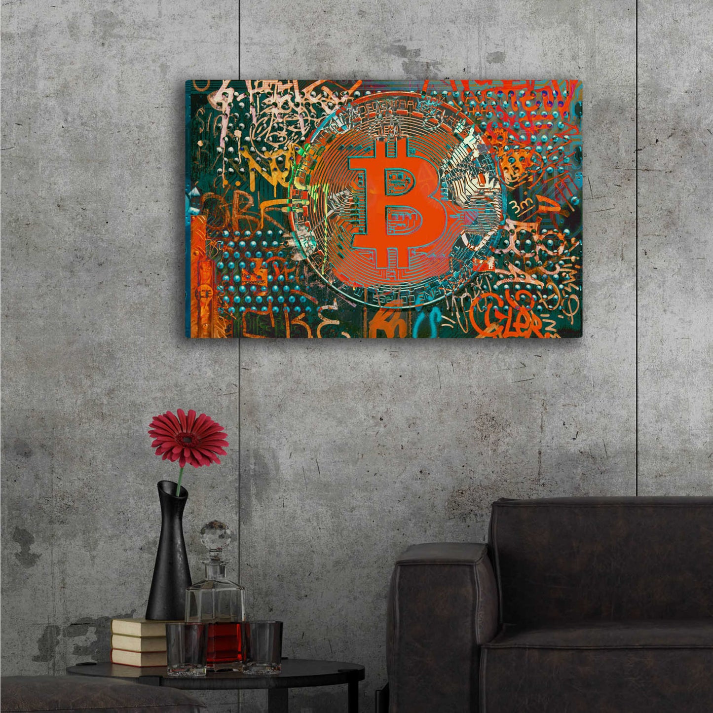 Epic Art 'Bitcoin Graffiti Art 23' by Irena Orlov, Acrylic Glass Wall Art,36x24