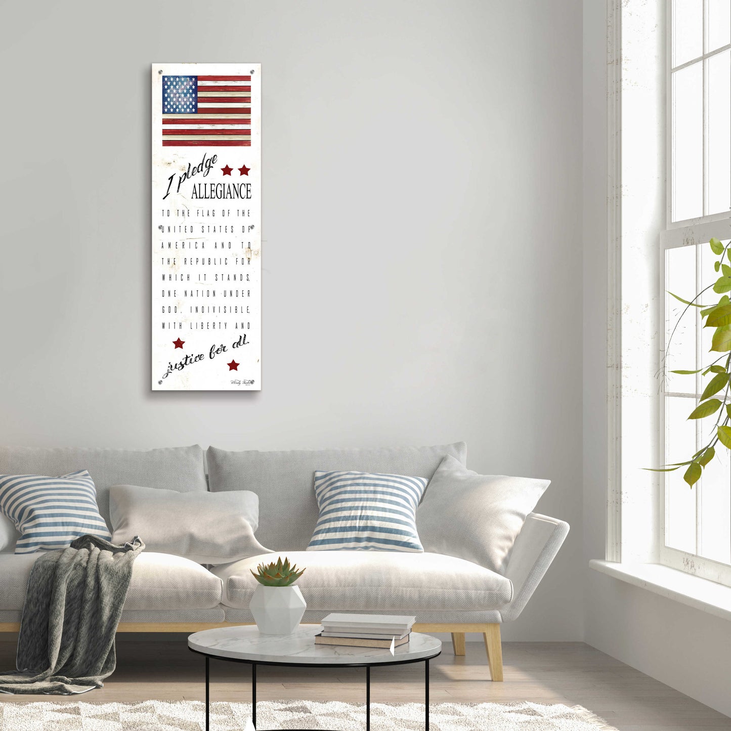 Epic Art 'I Pledge Allegiance' by Cindy Jacobs, Acrylic Glass Wall Art,16x48