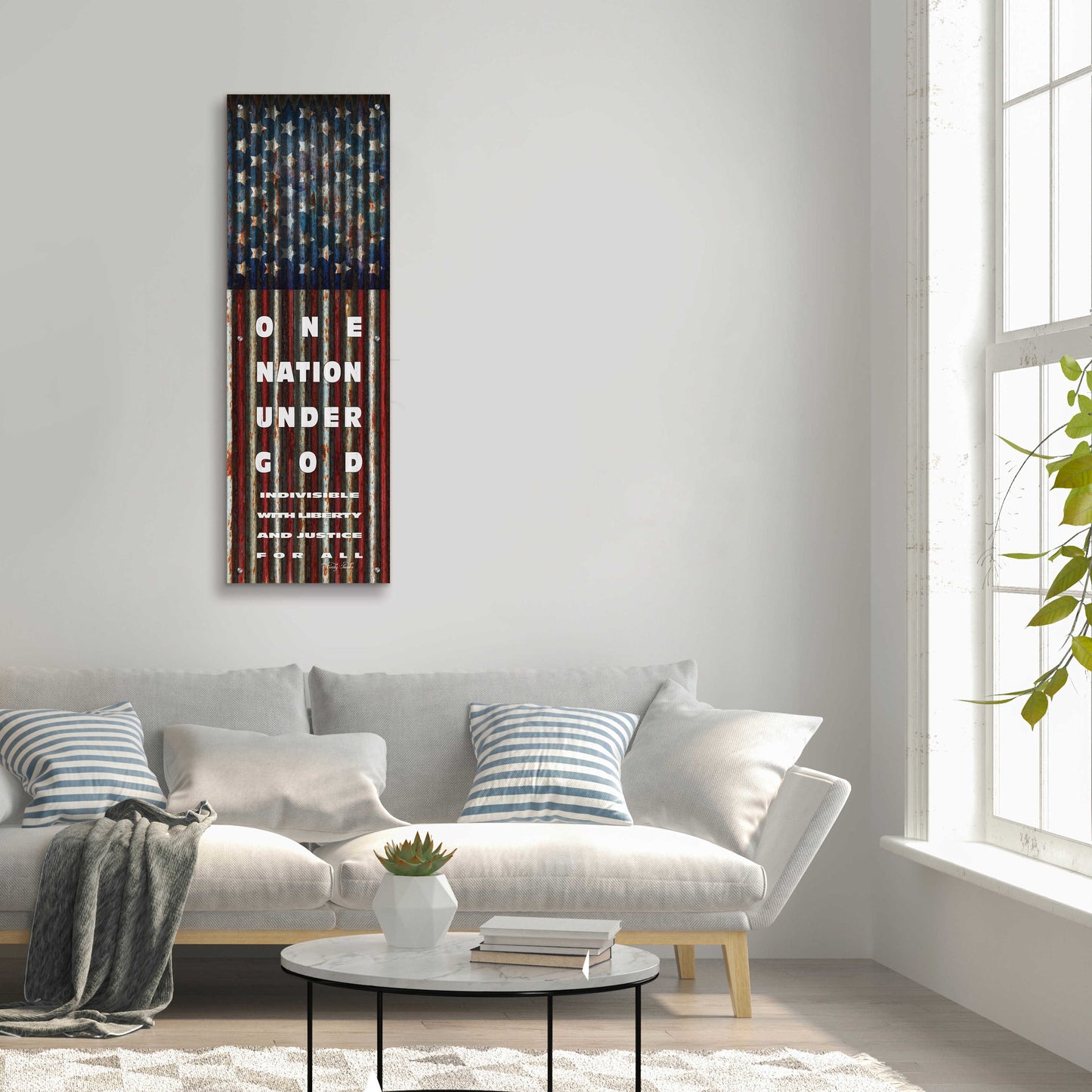 Epic Art 'One Nation Under God' by Cindy Jacobs, Acrylic Glass Wall Art,16x48