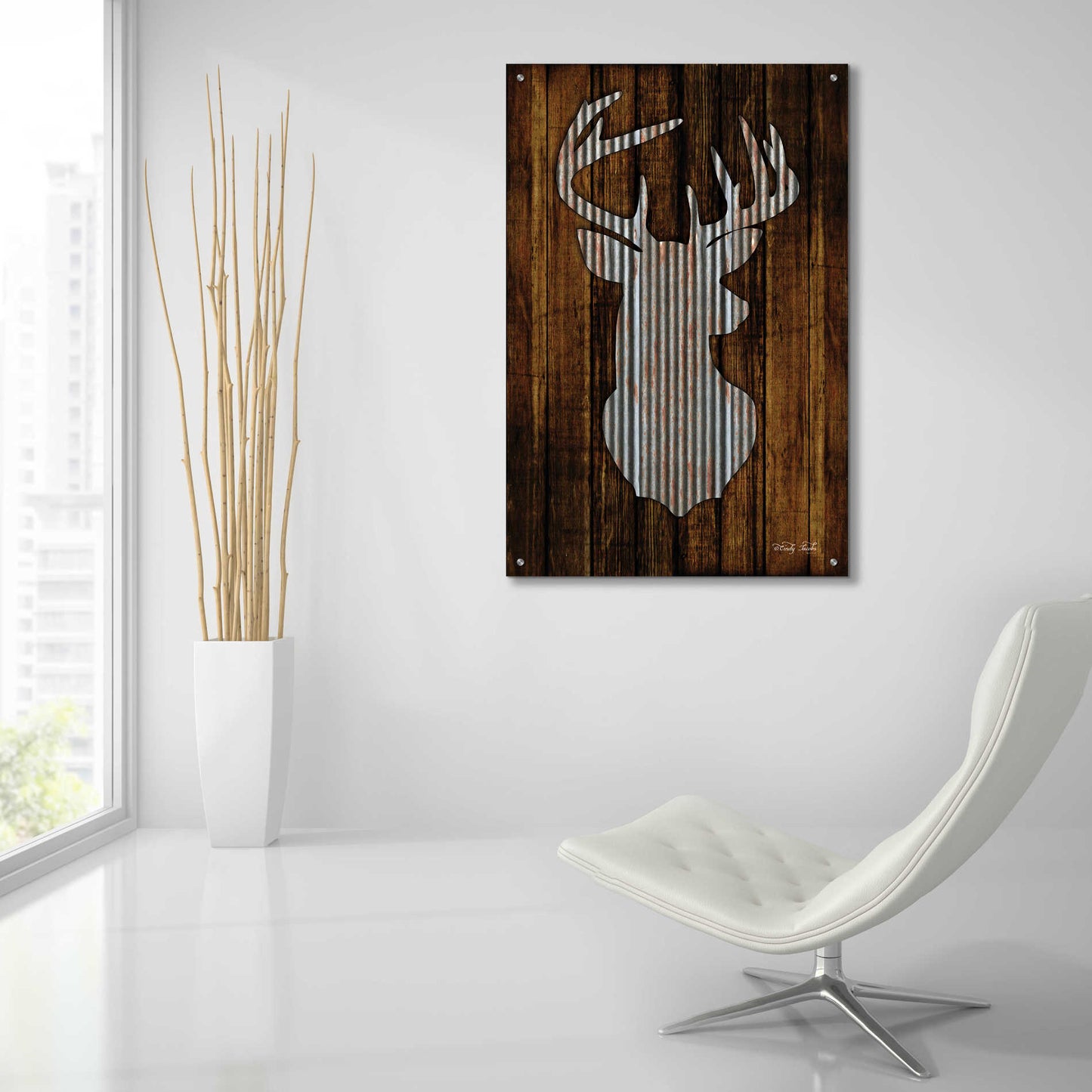 Epic Art 'Deer Head I' by Cindy Jacobs, Acrylic Glass Wall Art,24x36