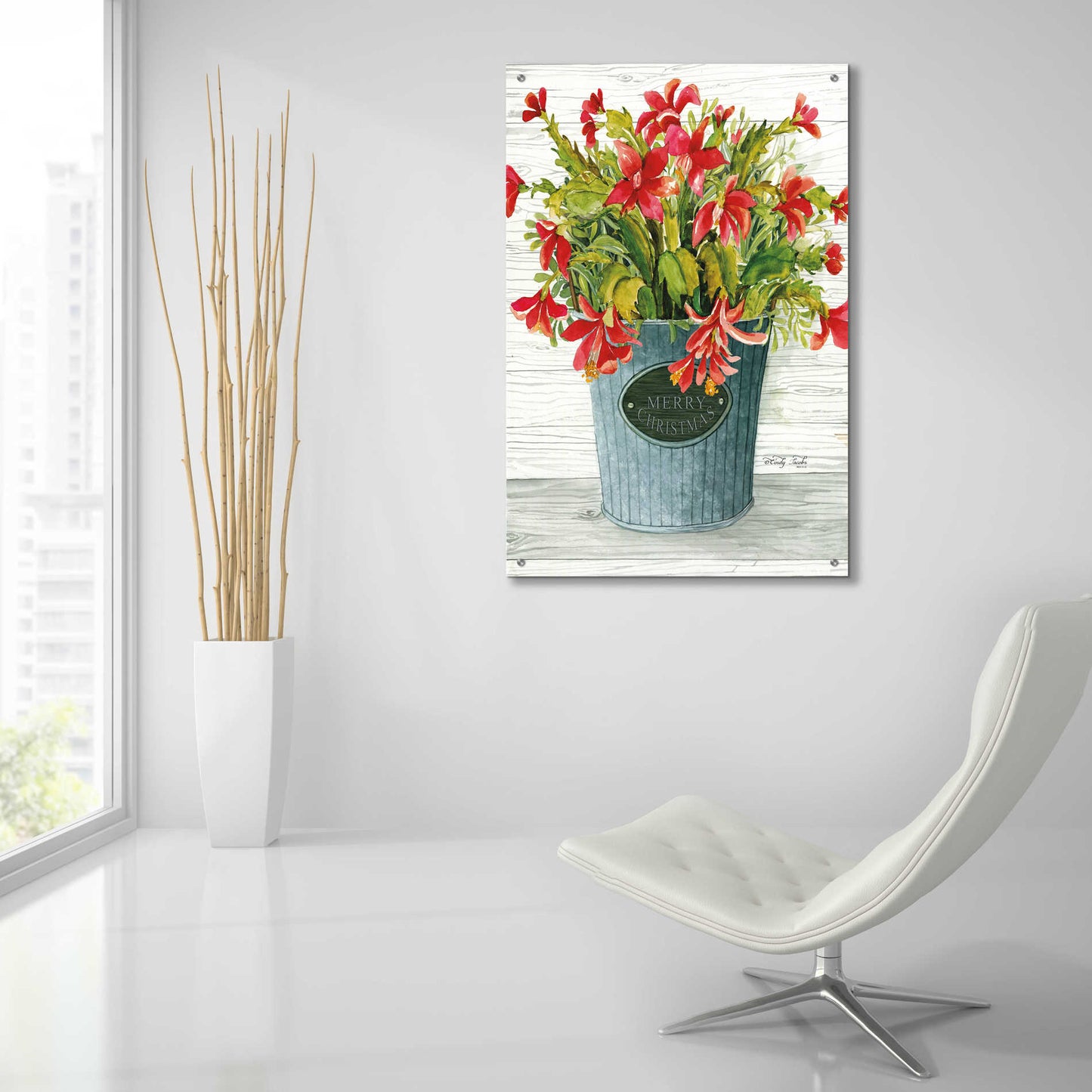 Epic Art 'Merry Christmas Pot' by Cindy Jacobs, Acrylic Glass Wall Art,24x36