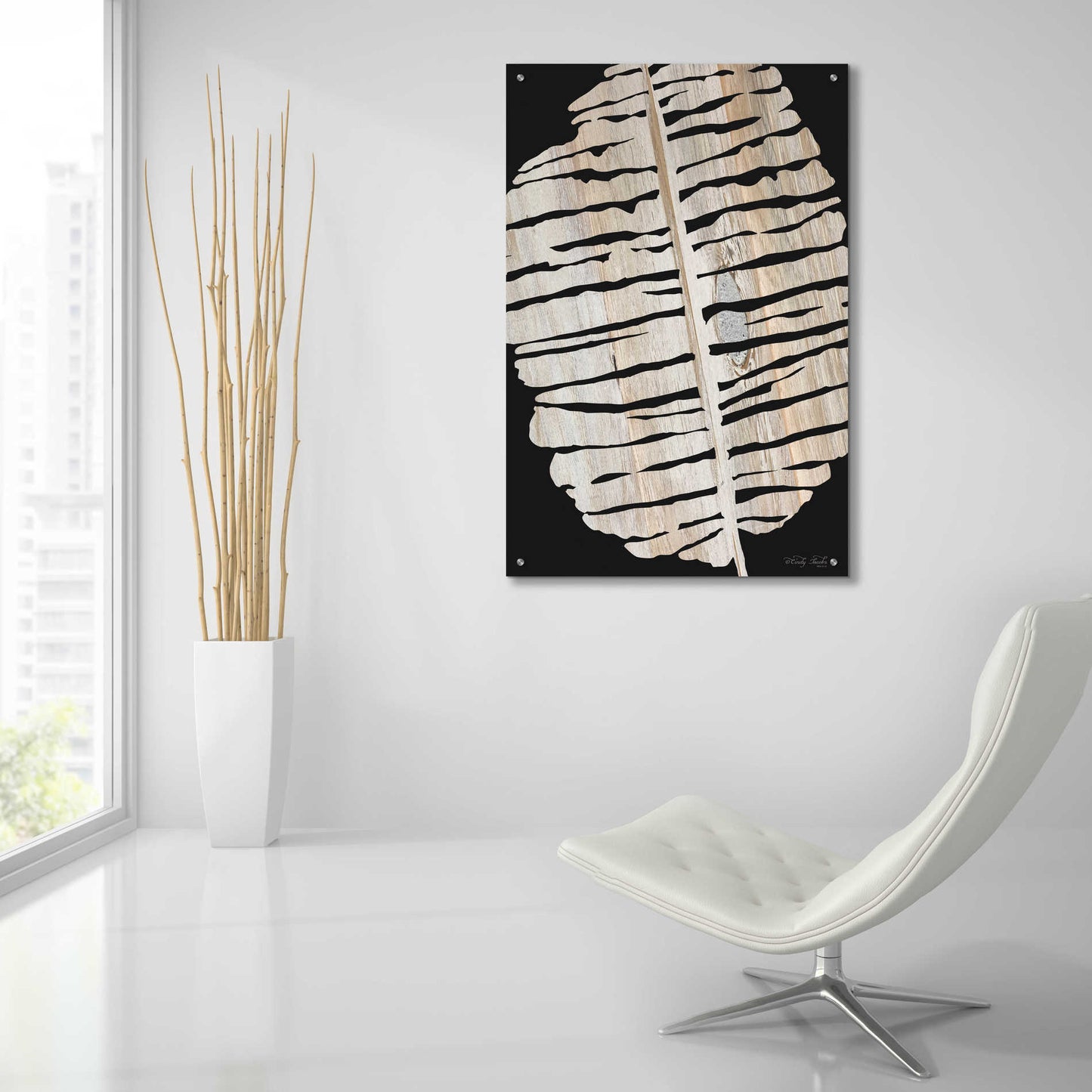 Epic Art 'Palm Frond Wood Grain II' by Cindy Jacobs, Acrylic Glass Wall Art,24x36