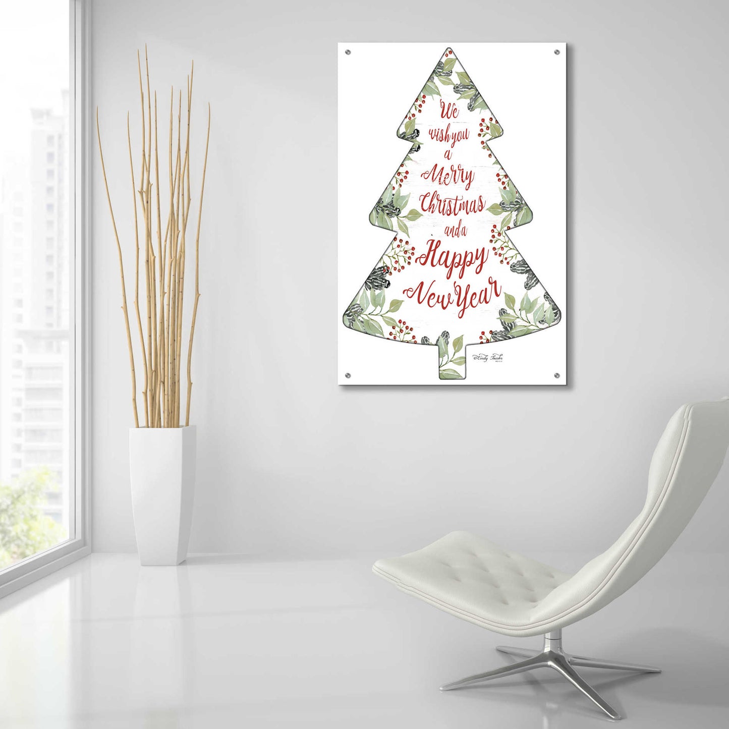 Epic Art 'Merry Christmas Wishes Tree' by Cindy Jacobs, Acrylic Glass Wall Art,24x36