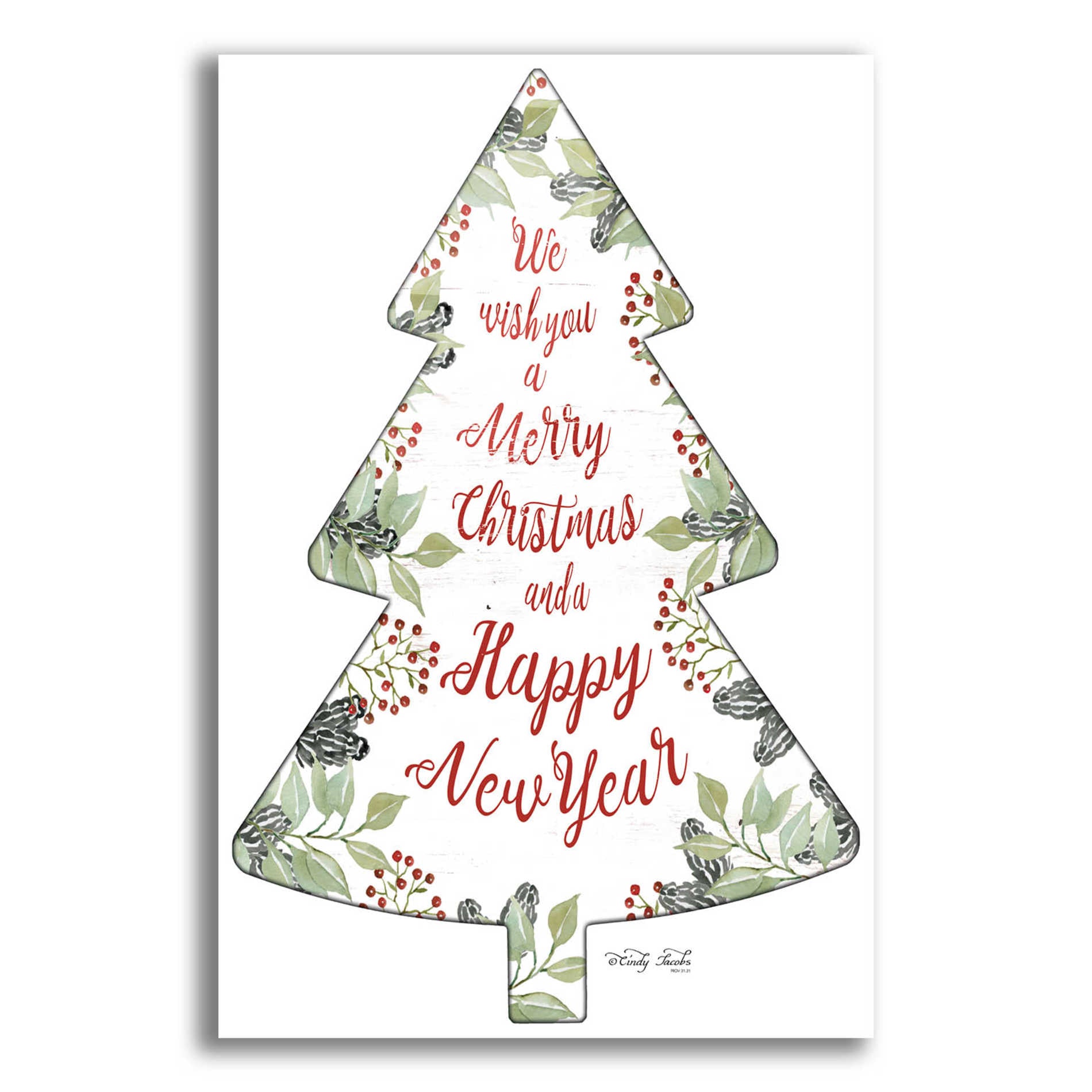 Merry Christmas Tree with Lights Christmas Card Parents