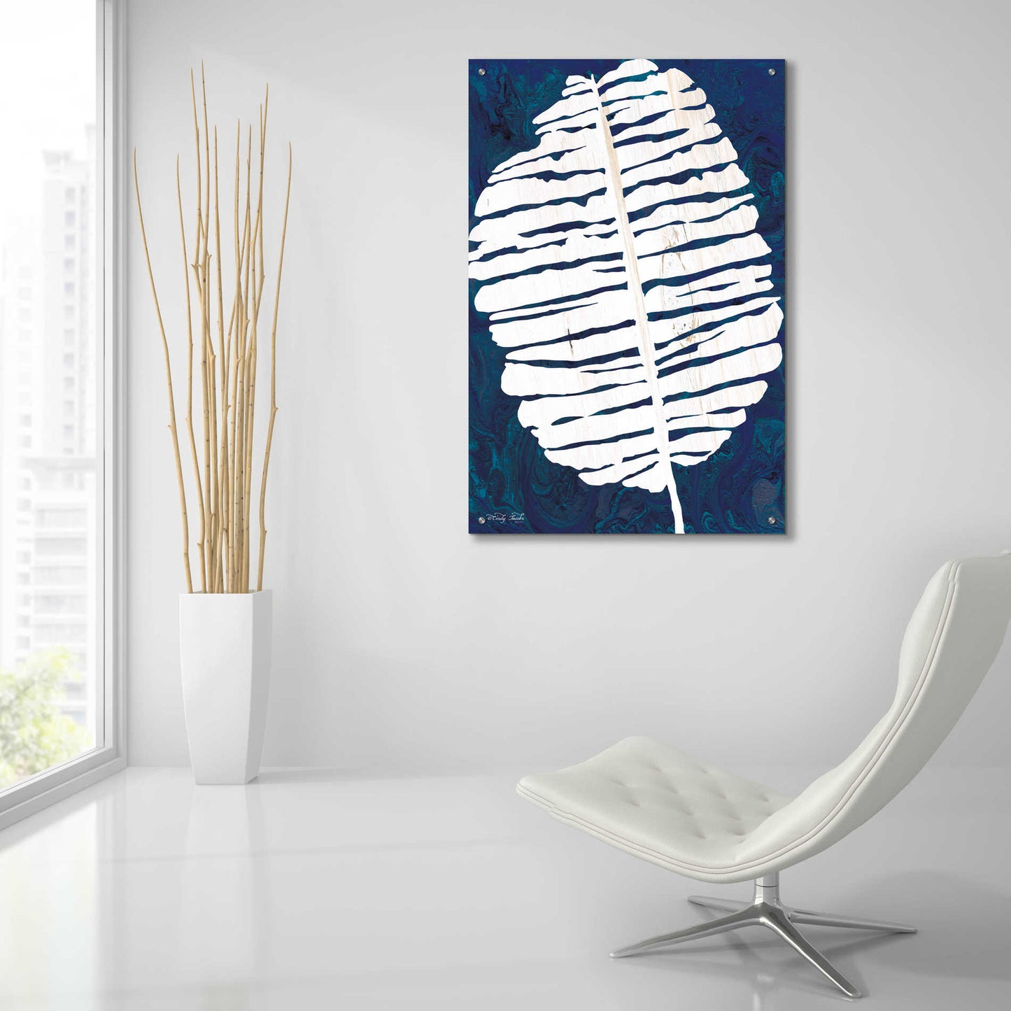 Epic Art 'Navy Banana Leaf' by Cindy Jacobs, Acrylic Glass Wall Art,24x36