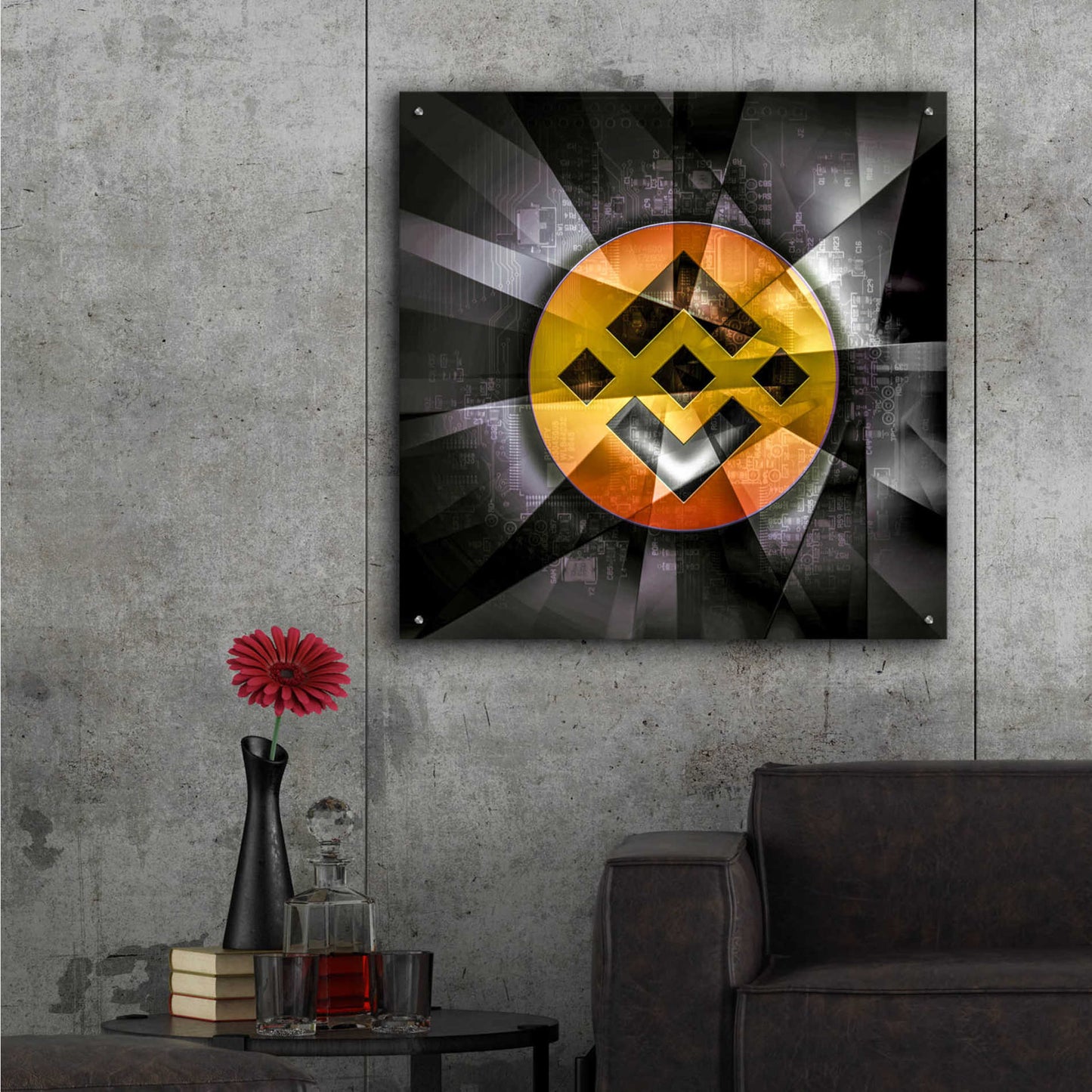 Epic Art 'BNB Binance Coin,' Acrylic Glass Wall Art,36x36
