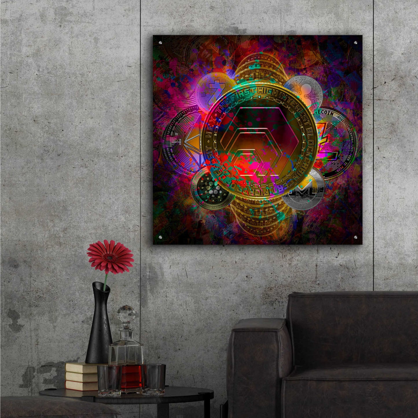 Epic Art 'HEX Crypto Pyramid,' Acrylic Glass Wall Art,36x36