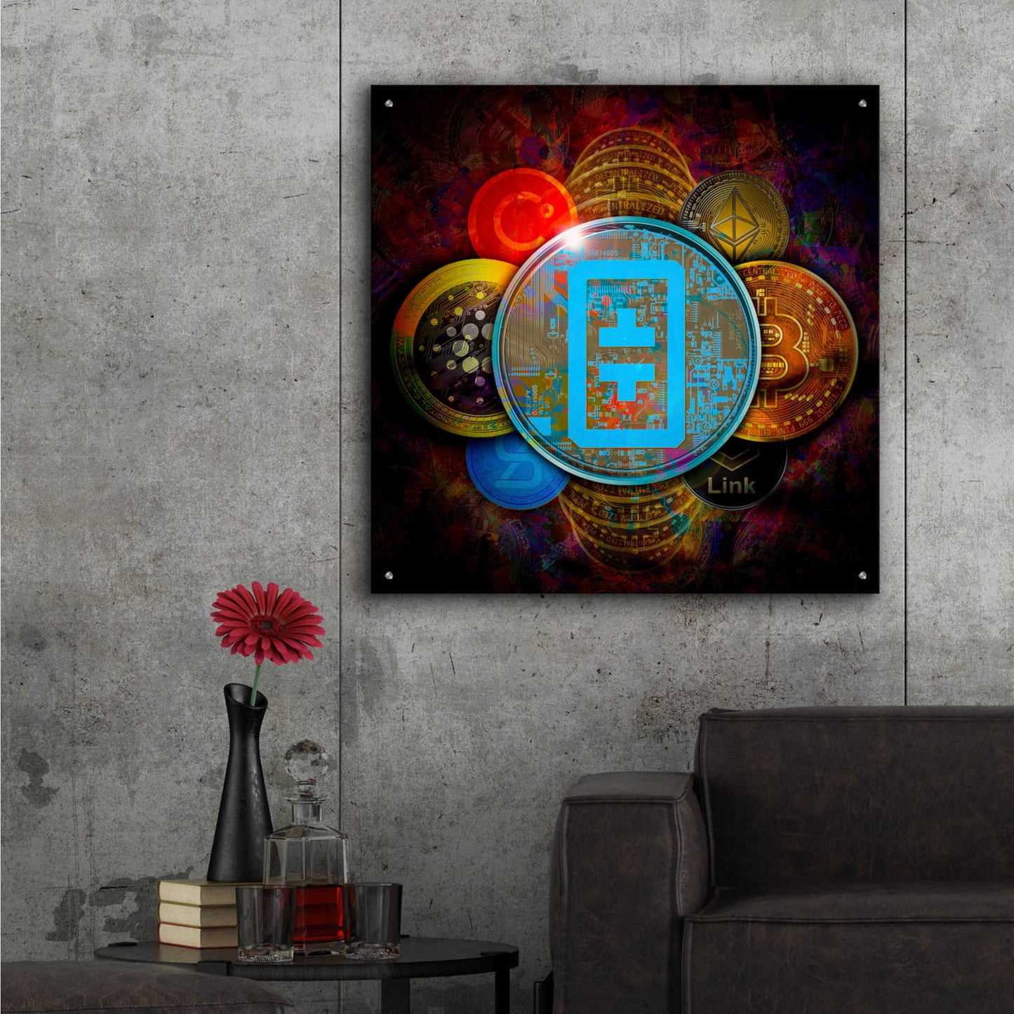 Epic Art 'THETA Network Crypto Pyramid,' Acrylic Glass Wall Art,36x36