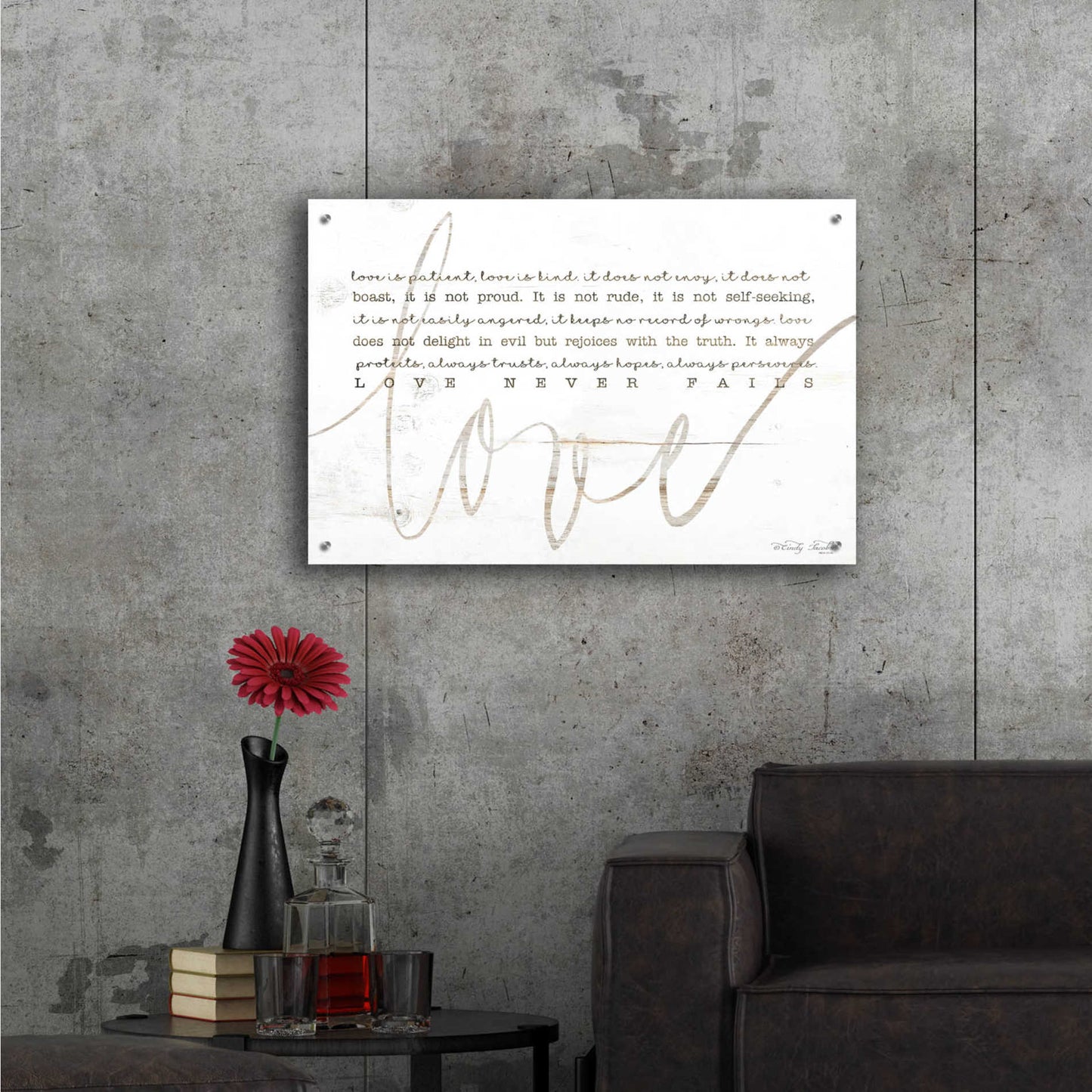 Epic Art 'Love Never Fails 4' by Cindy Jacobs, Acrylic Glass Wall Art,36x24