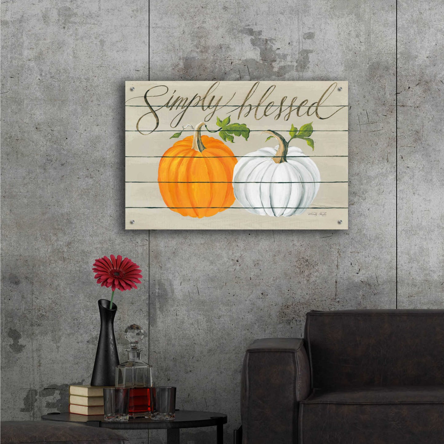 Epic Art 'Simply Blessed Pumpkins' by Cindy Jacobs, Acrylic Glass Wall Art,36x24