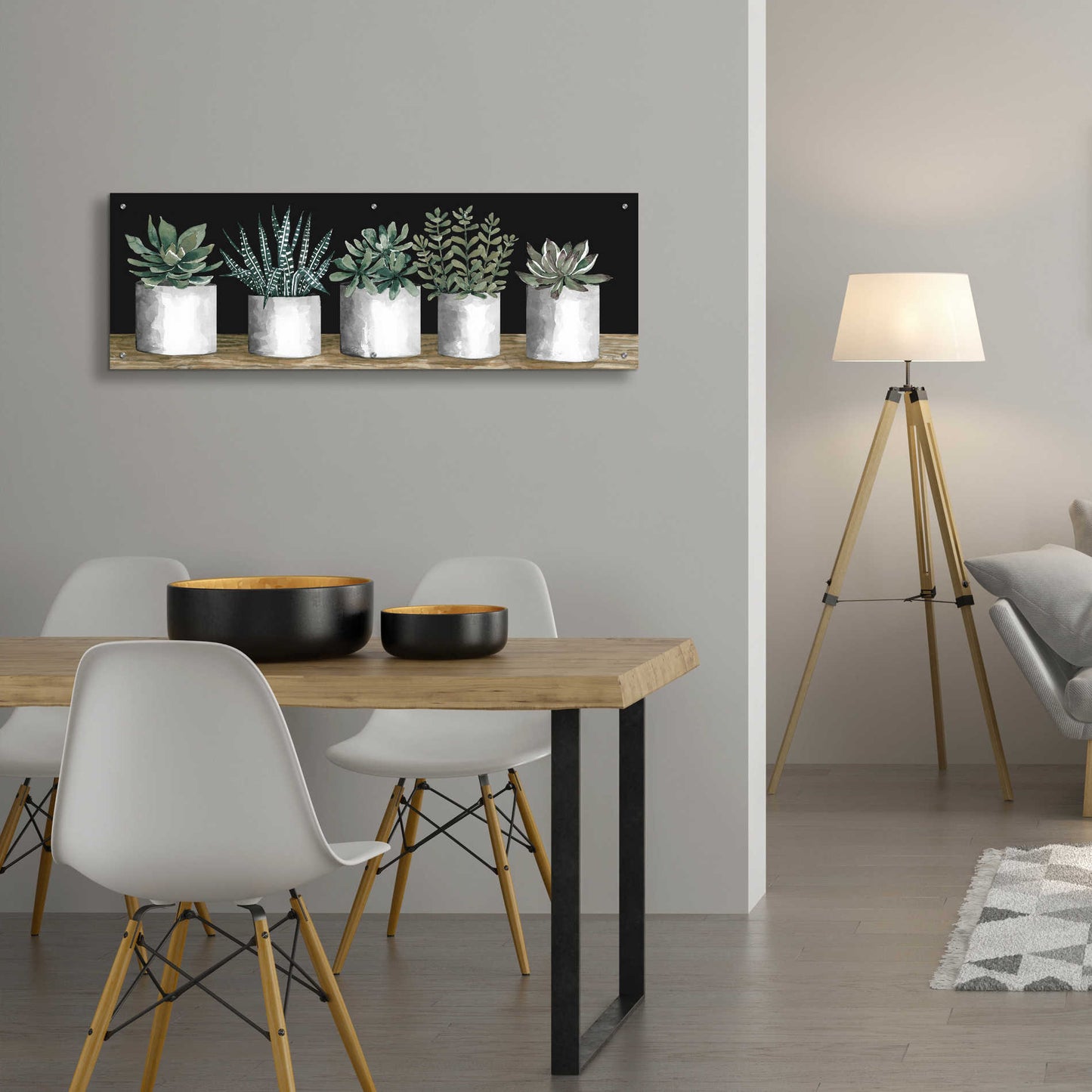 Epic Art 'Succulent Row' by Cindy Jacobs, Acrylic Glass Wall Art,48x16