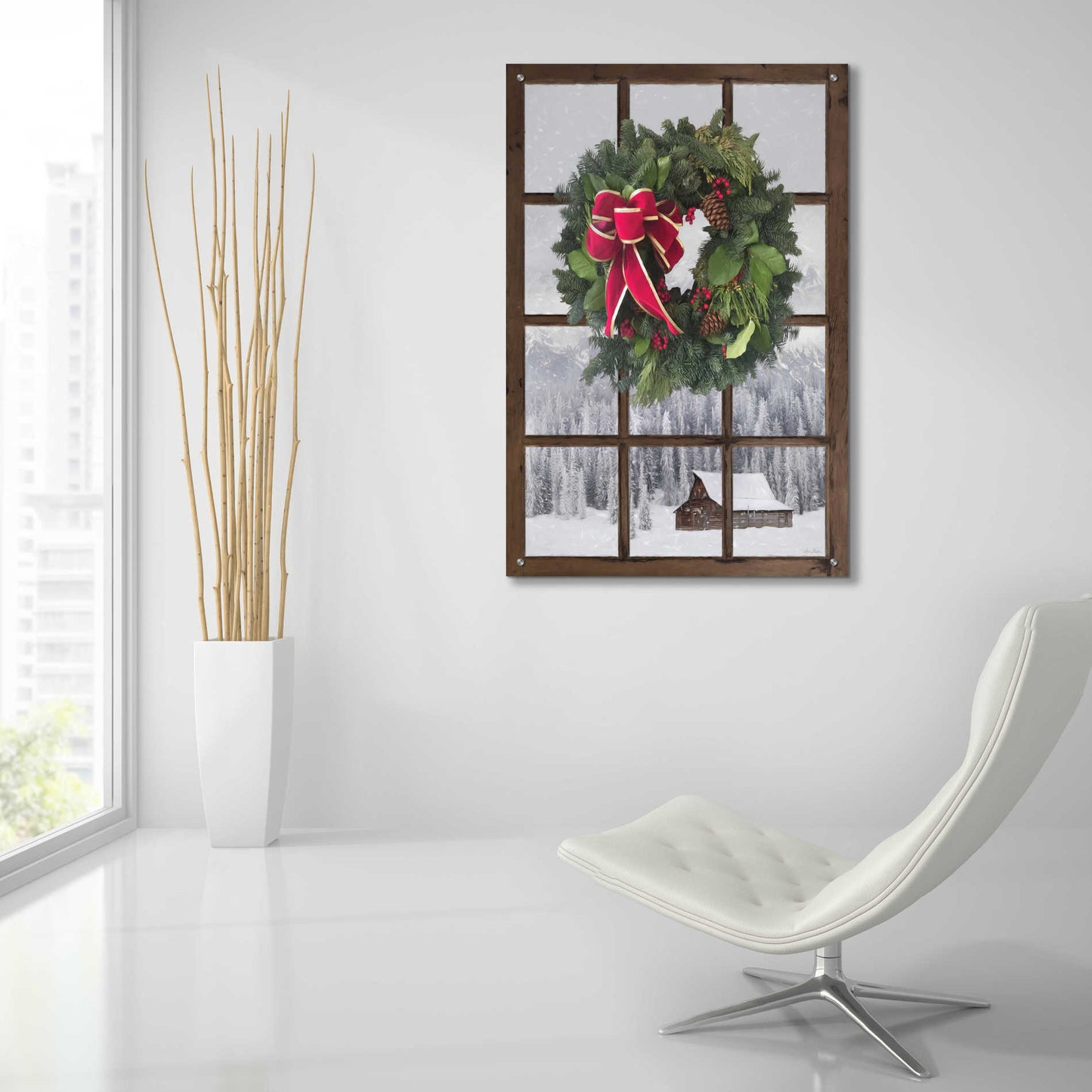 Epic Art 'Teton Christmas Window' by Lori Deiter Acrylic Glass Wall Art,24x36