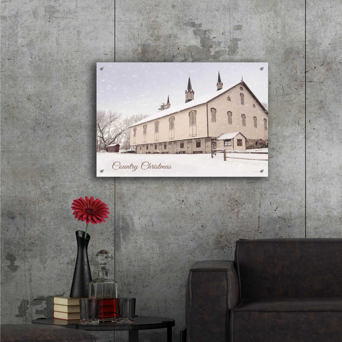 Epic Art 'Country Christmas Church' by Lori Deiter Acrylic Glass Wall Art,36x24