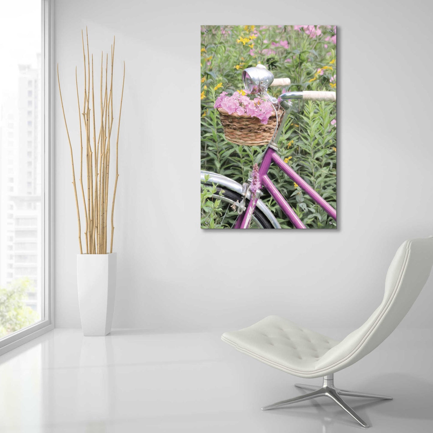 Epic Art 'Pink Garden Bike' by Lori Deiter Acrylic Glass Wall Art,24x36