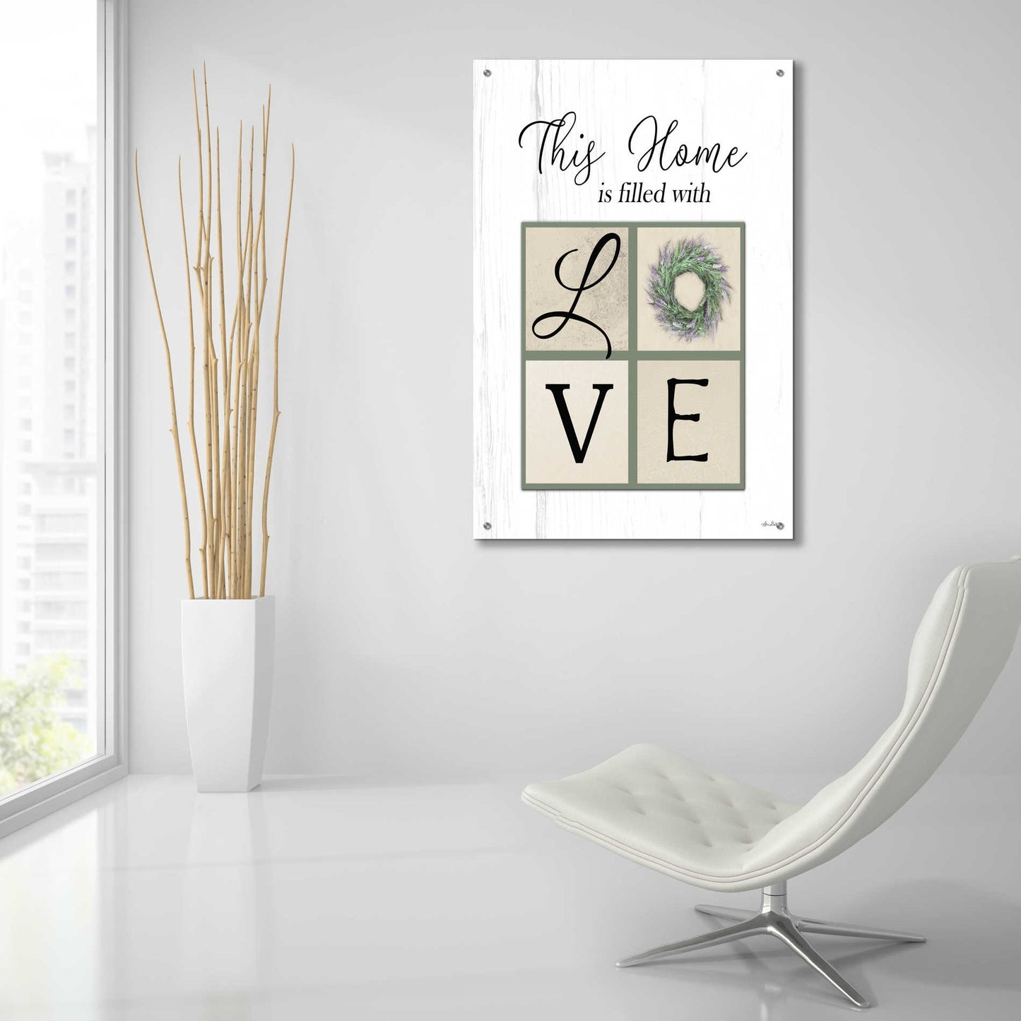 Epic Art 'This Home is Filled with Love' by Lori Deiter Acrylic Glass Wall Art,24x36