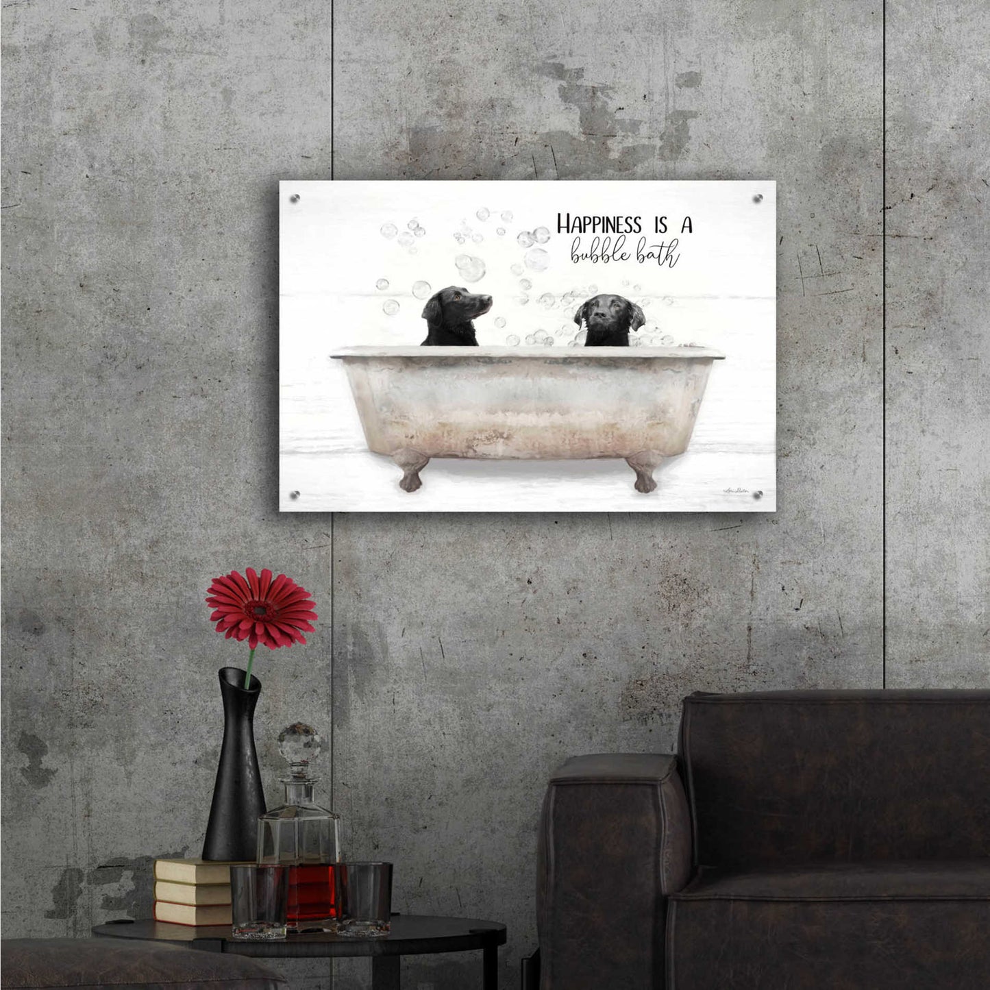 Epic Art 'Happiness is a Bubble Bath' by Lori Deiter Acrylic Glass Wall Art,36x24