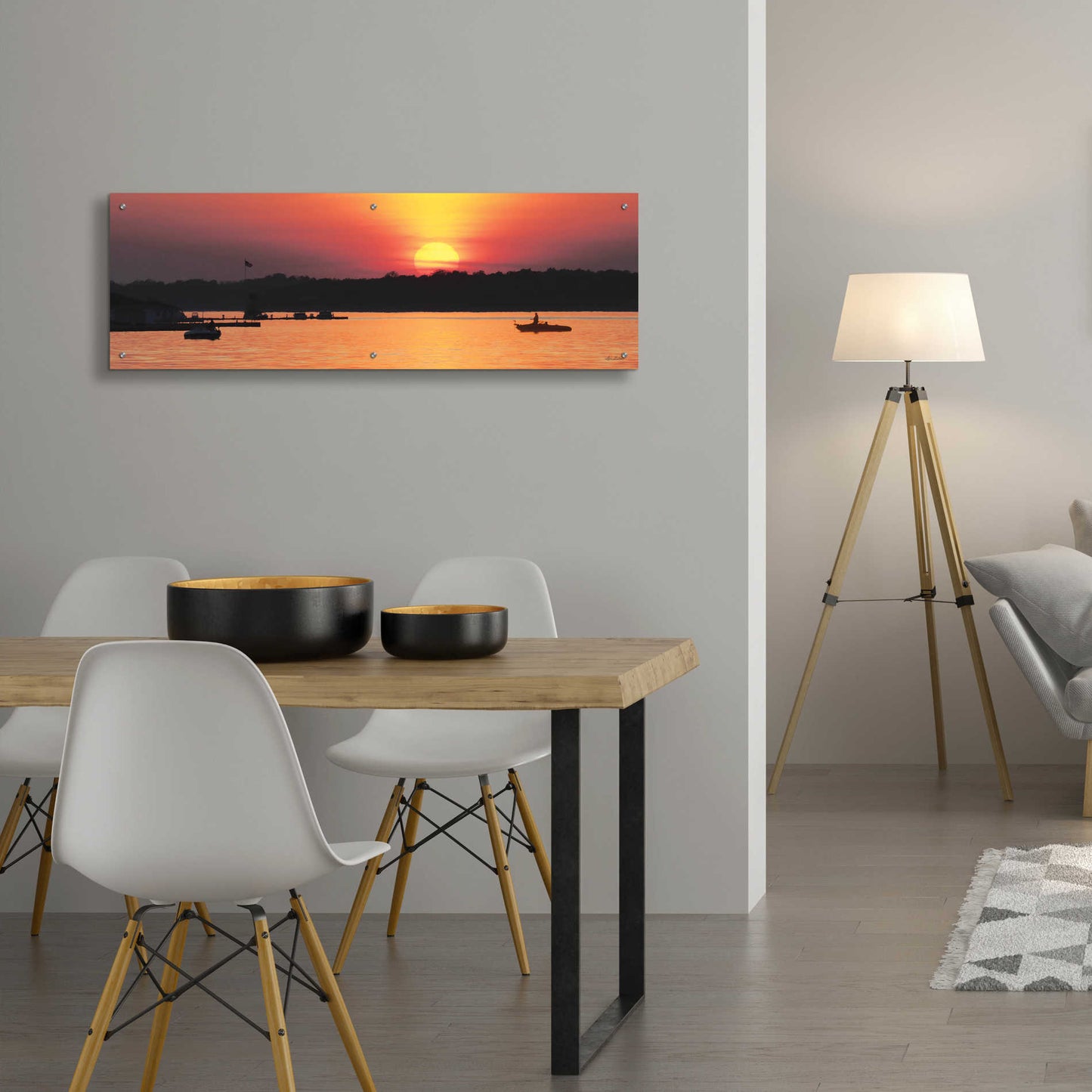 Epic Art 'River Sunset' by Lori Deiter Acrylic Glass Wall Art,48x16