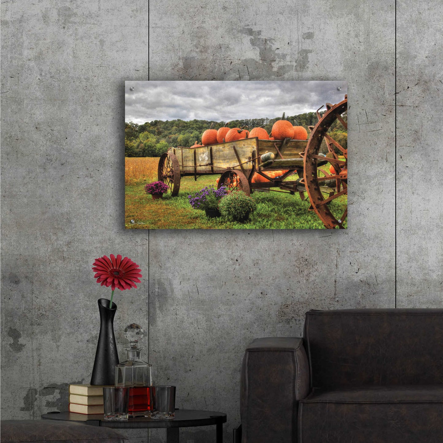 Epic Art 'Pumpkin Wagon' by Lori Deiter Acrylic Glass Wall Art,36x24