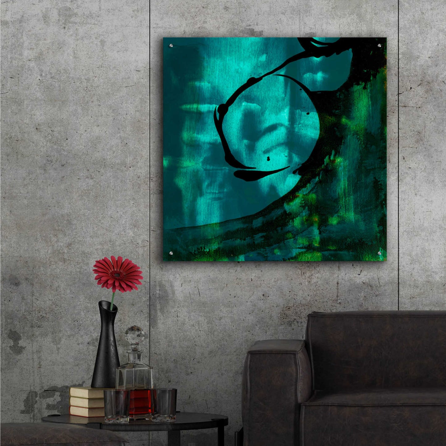 Epic Art 'Turquoise Element III' by Sisa Jasper,' Acrylic Glass Wall Art,36x36