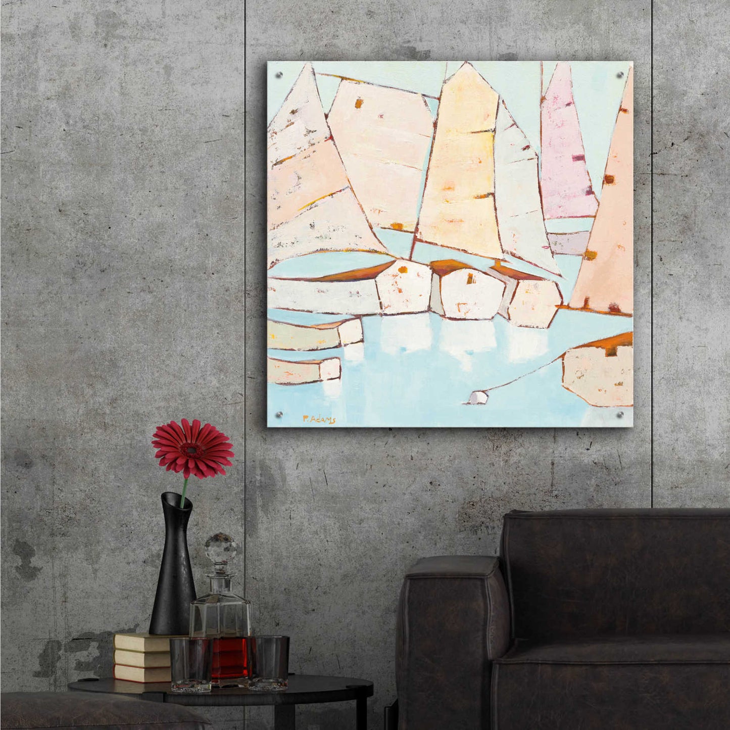 Epic Art 'Moored' by Phyllis Adams, Acrylic Glass Wall Art,36x36