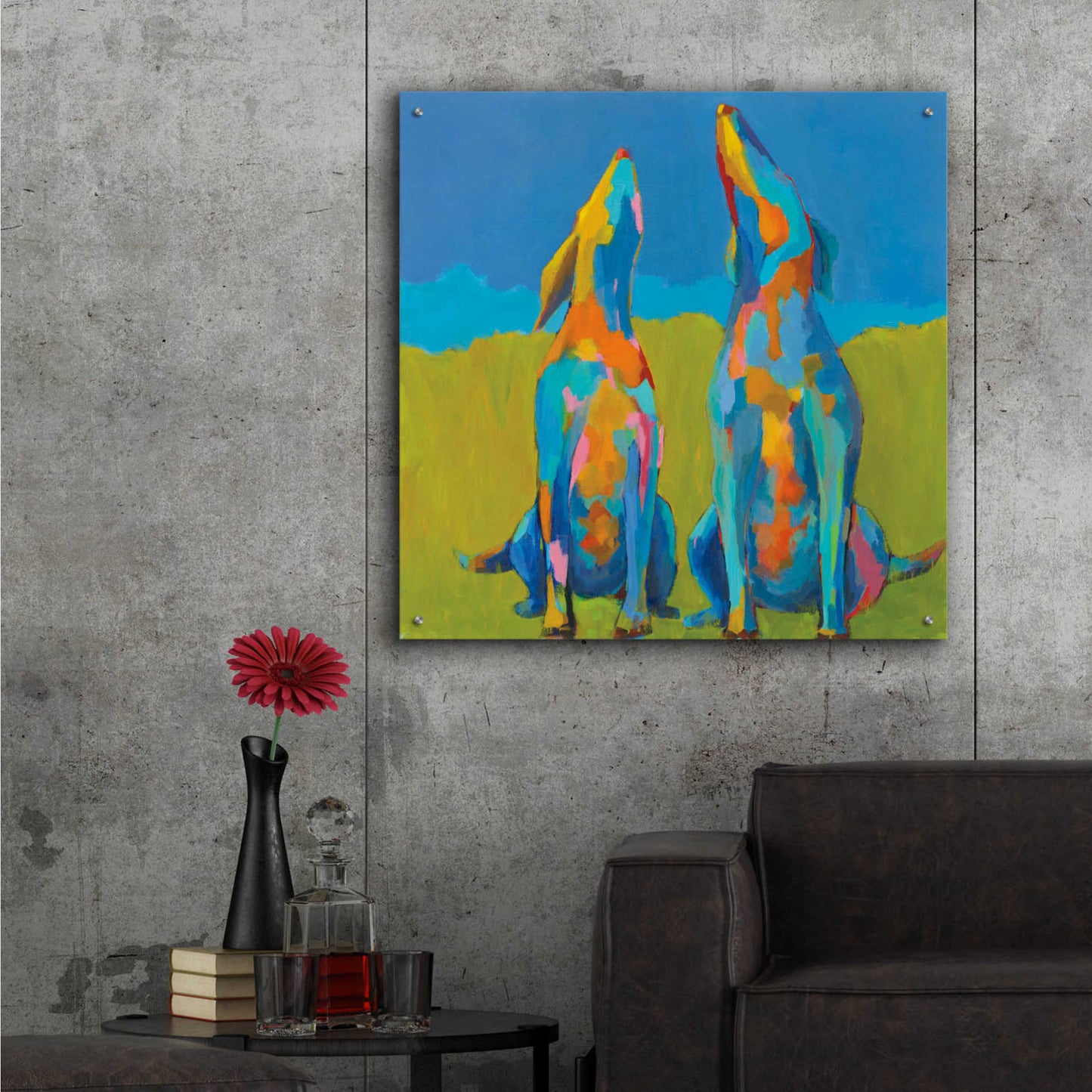 Epic Art 'Howling Hounds' by Phyllis Adams, Acrylic Glass Wall Art,36x36