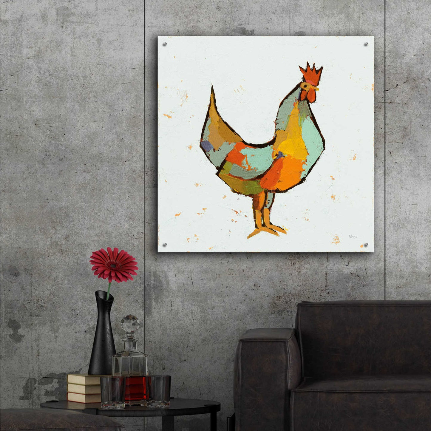 Epic Art 'The Strutter on White' by Phyllis Adams, Acrylic Glass Wall Art,36x36