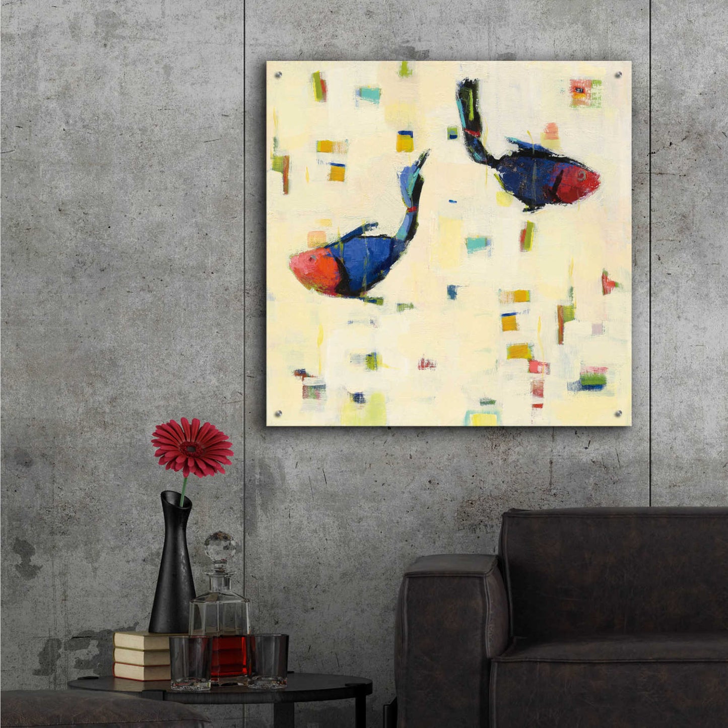 Epic Art 'One Fish Two Fish Big' by Phyllis Adams, Acrylic Glass Wall Art,36x36