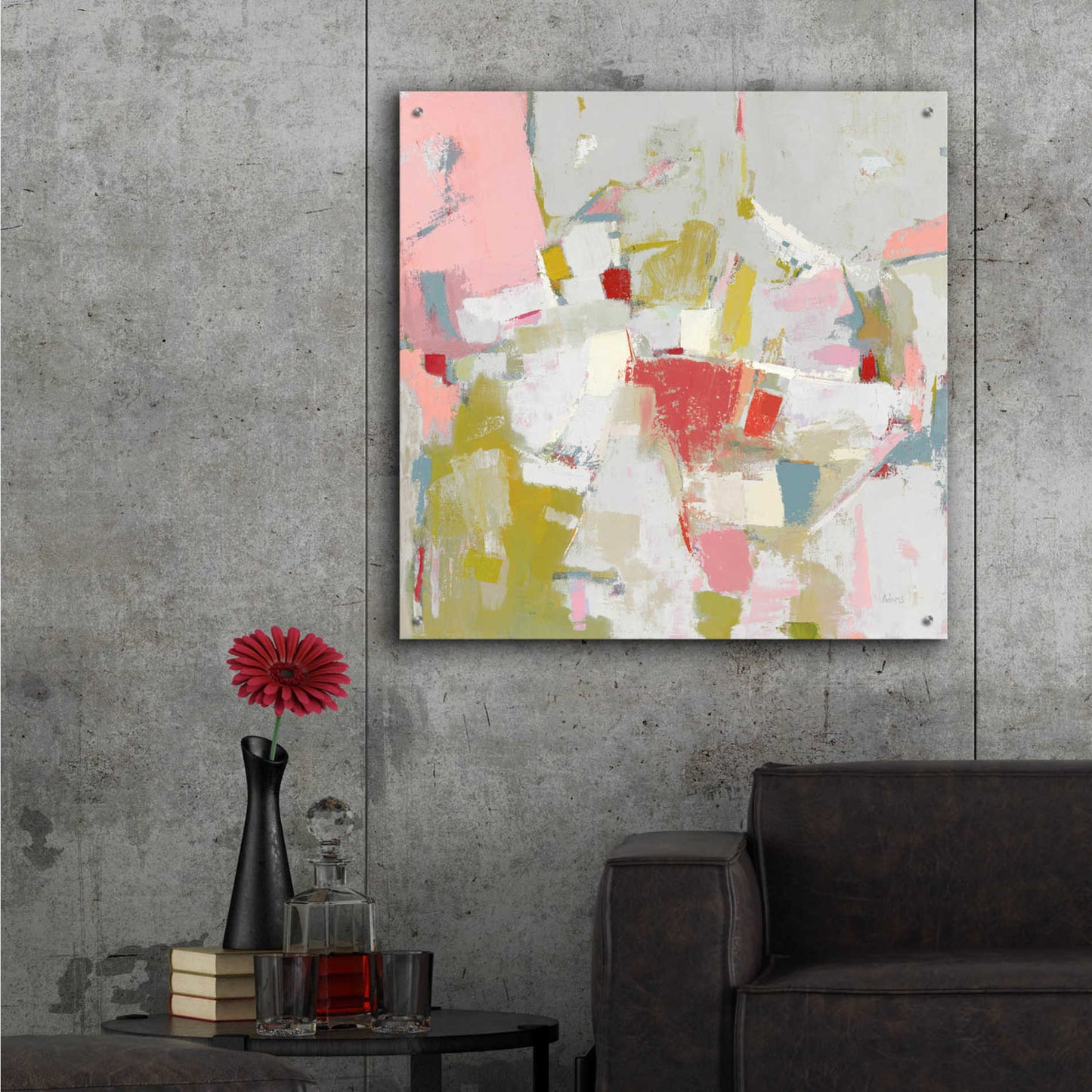 Epic Art 'And All That Jazz Pink' by Phyllis Adams, Acrylic Glass Wall Art,36x36