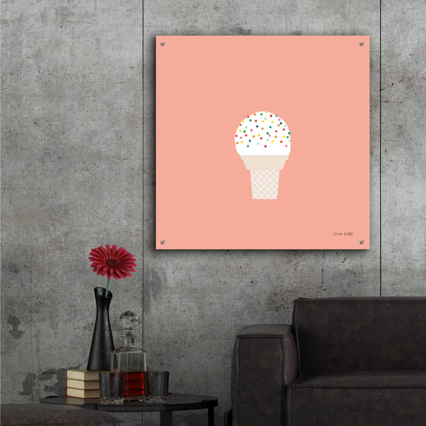 Epic Art 'Ice Cream Cone I' by Ann Kelle Designs, Acrylic Glass Wall Art,36x36