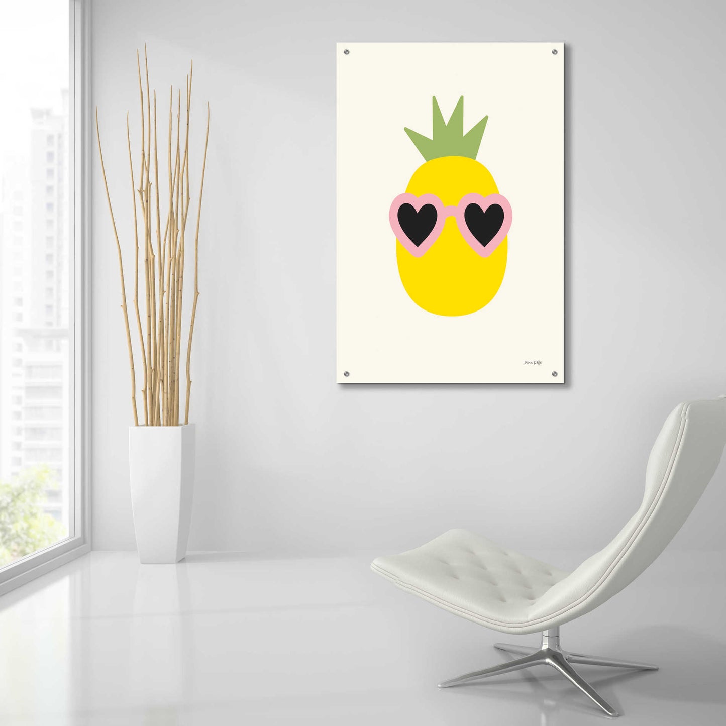 Epic Art 'Sunny Pineapple' by Ann Kelle Designs, Acrylic Glass Wall Art,24x36