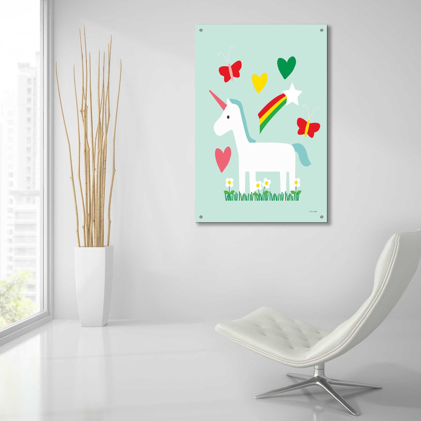 Epic Art 'Unicorn Fun II' by Ann Kelle Designs, Acrylic Glass Wall Art,24x36