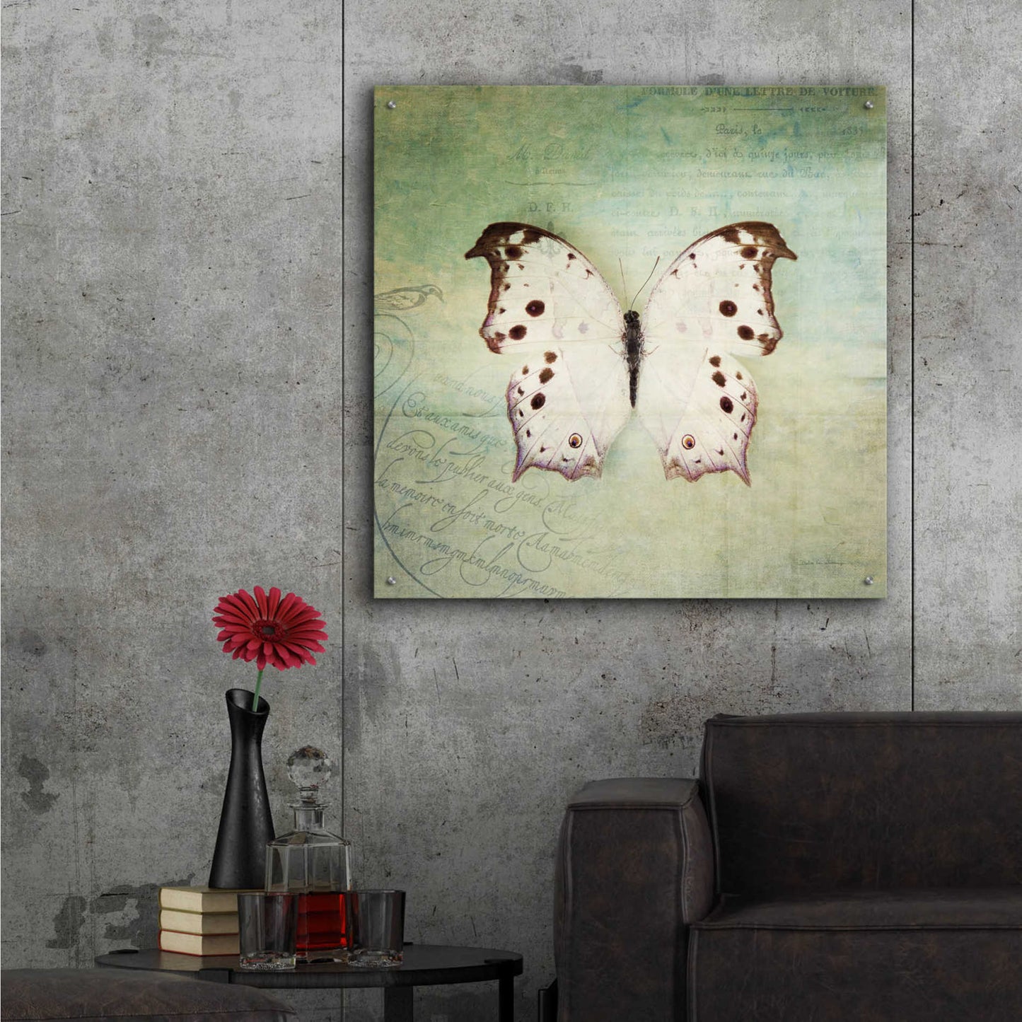 Epic Art 'French Butterfly IV' by Debra Van Swearingen, Acrylic Glass Wall Art,36x36