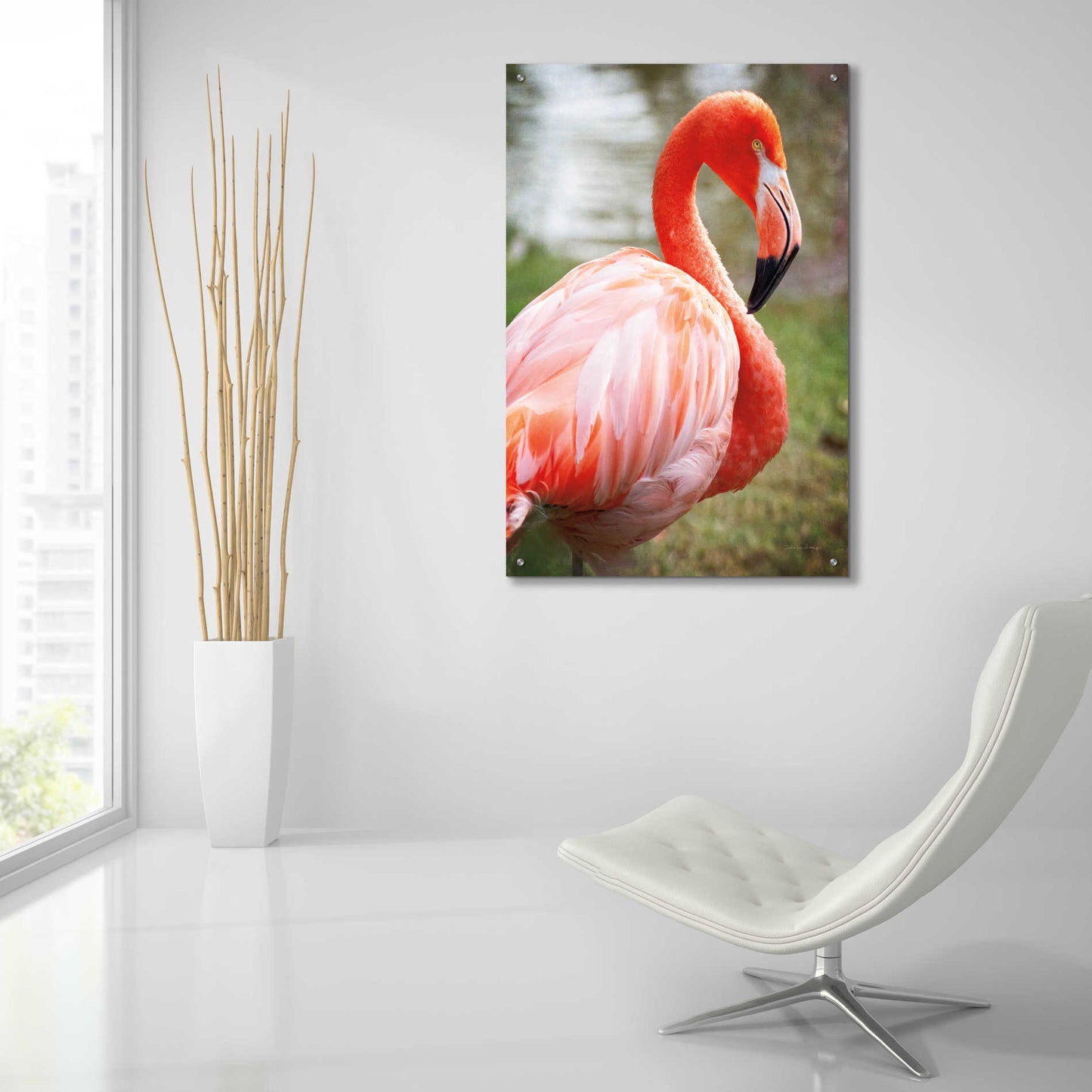 Epic Art 'Flamingo I' by Debra Van Swearingen, Acrylic Glass Wall Art,24x36