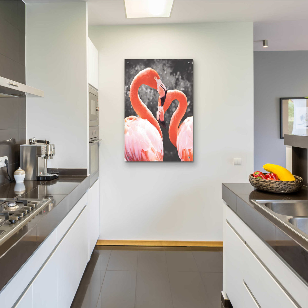 Epic Art 'Flamingo II on BW' by Debra Van Swearingen, Acrylic Glass Wall Art,24x36