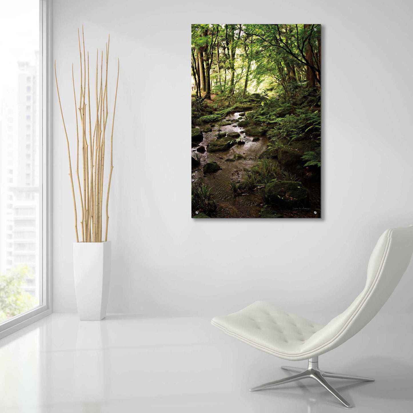Epic Art 'Lush Creek in Forest' by Debra Van Swearingen, Acrylic Glass Wall Art,24x36