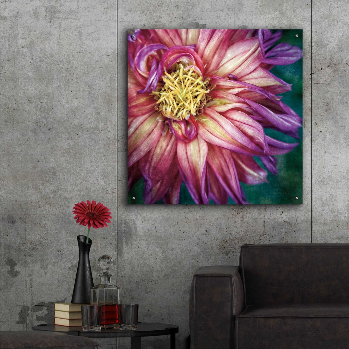 Epic Art 'Dahlia I' by Debra Van Swearingen, Acrylic Glass Wall Art,36x36