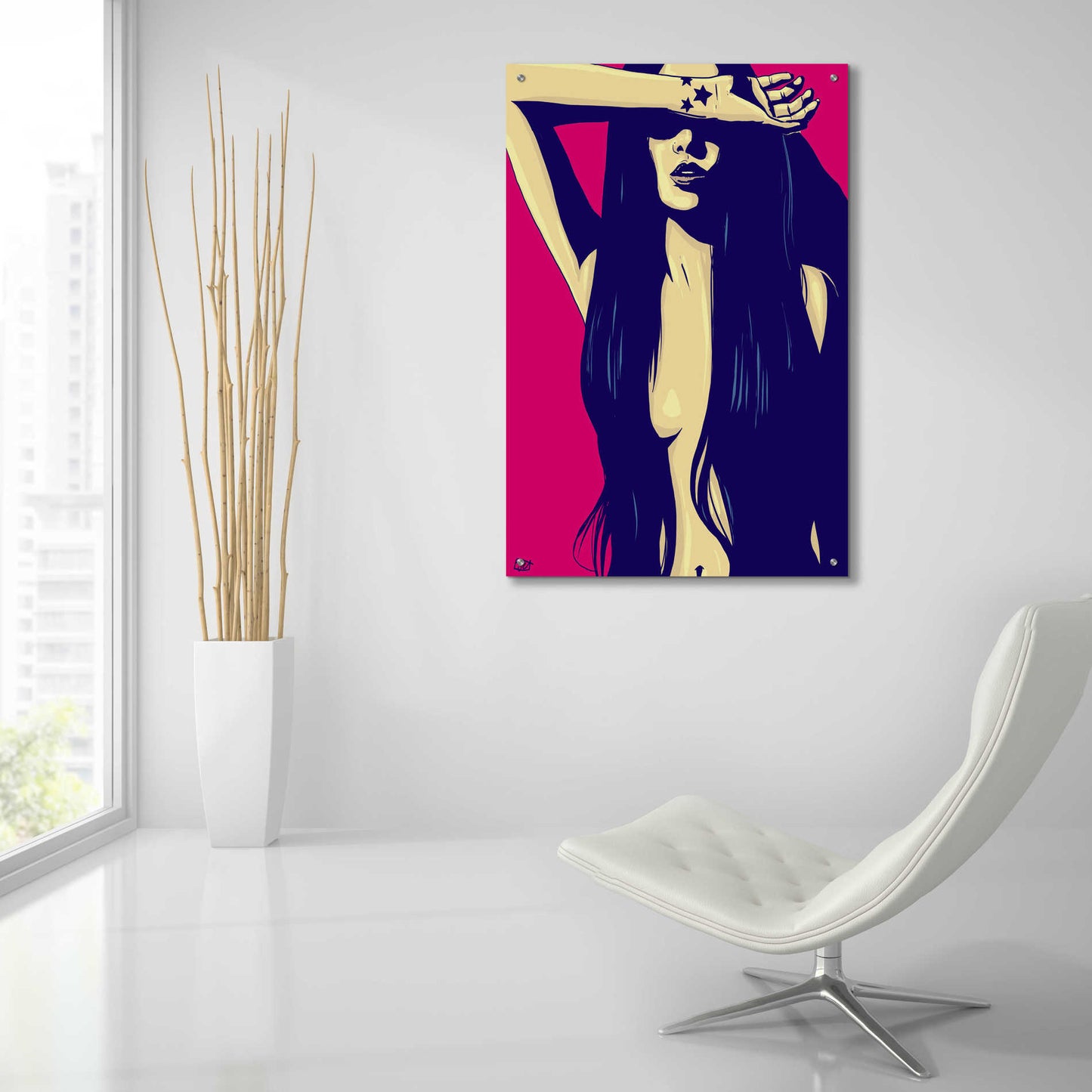 Epic Art 'Three Black Stars' by Giuseppe Cristiano, Acrylic Glass Wall Art,24x36